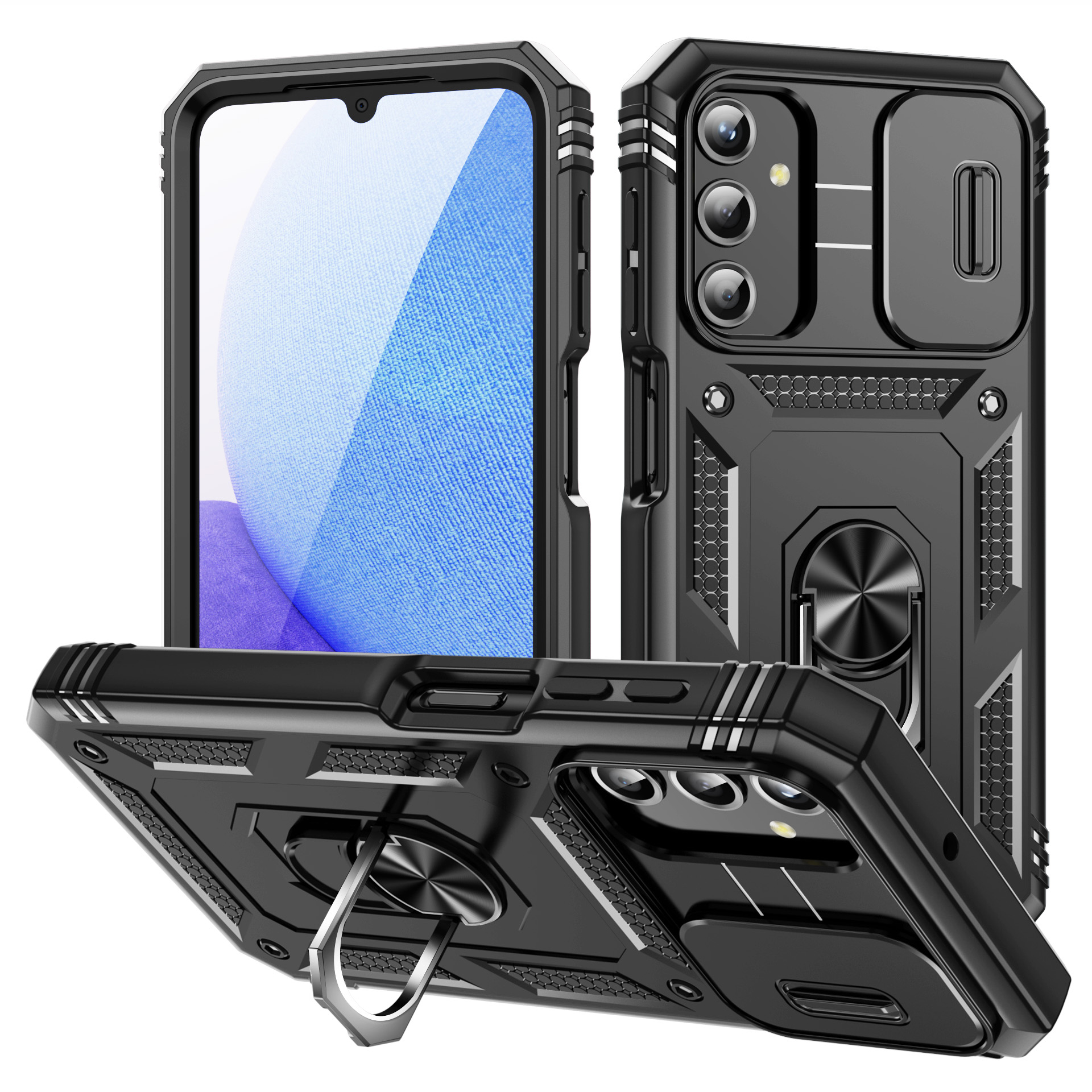 

Für Samsung Galaxy A25 5G Hülle Schiebkamera Abdeckung Anti-drop-pc+tpu-telefonschale - Schwarz, Galaxy A25 5G