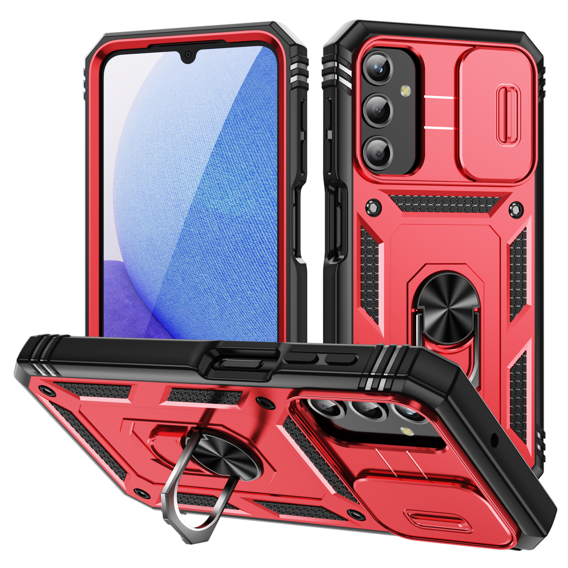 

Für Samsung Galaxy A25 5G Hülle Schiebkamera Abdeckung Anti-drop-pc+tpu-telefonschale - Rot+schwarz, Galaxy A25 5G