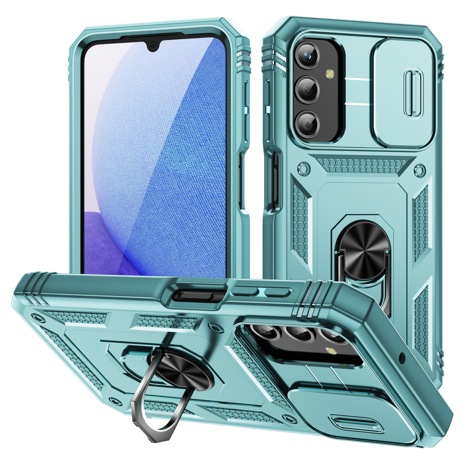 

Für Samsung Galaxy A25 5G Hülle Schiebkamera Abdeckung Anti-drop-pc+tpu-telefonschale - Grau Grün, Galaxy A25 5G