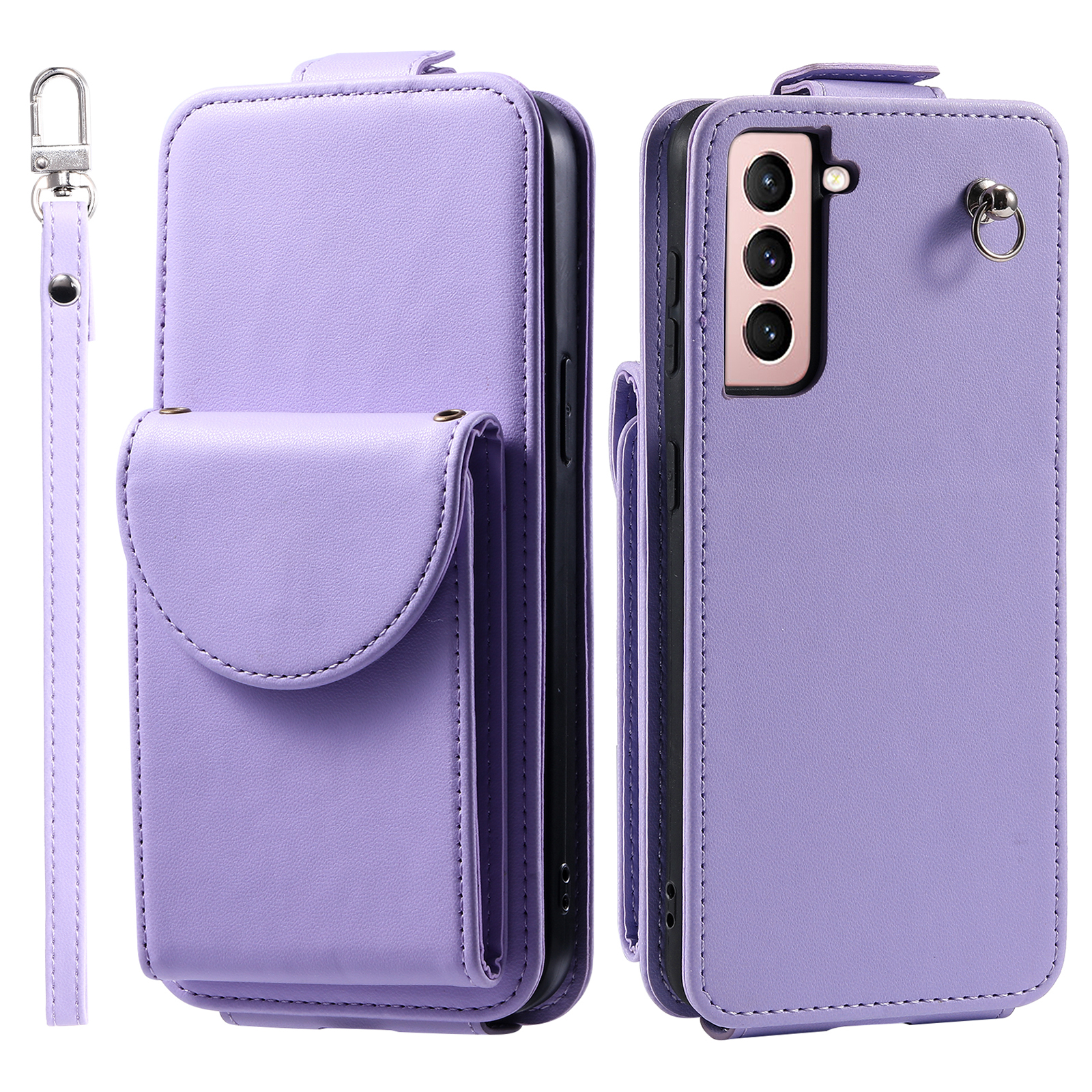 

Für Samsung Galaxy S21 fe 5G Hülle Telefon PU Leder+tpu Vertical Flip Ständer Abdeckung - Lila, Galaxy S21 FE 5G