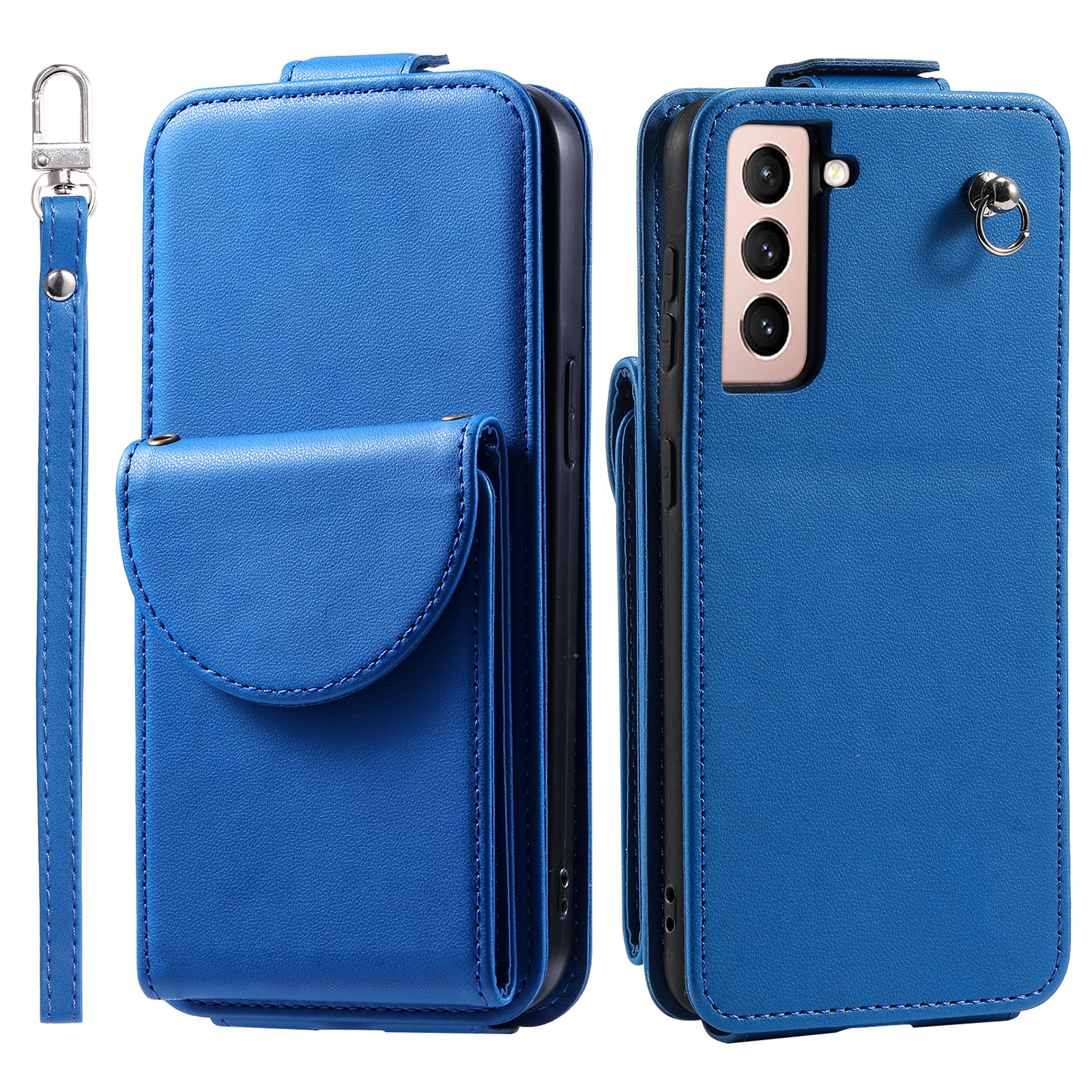 

Für Samsung Galaxy S21 fe 5G Hülle Telefon PU Leder+tpu Vertical Flip Ständer Abdeckung - Blau, Galaxy S21 FE 5G