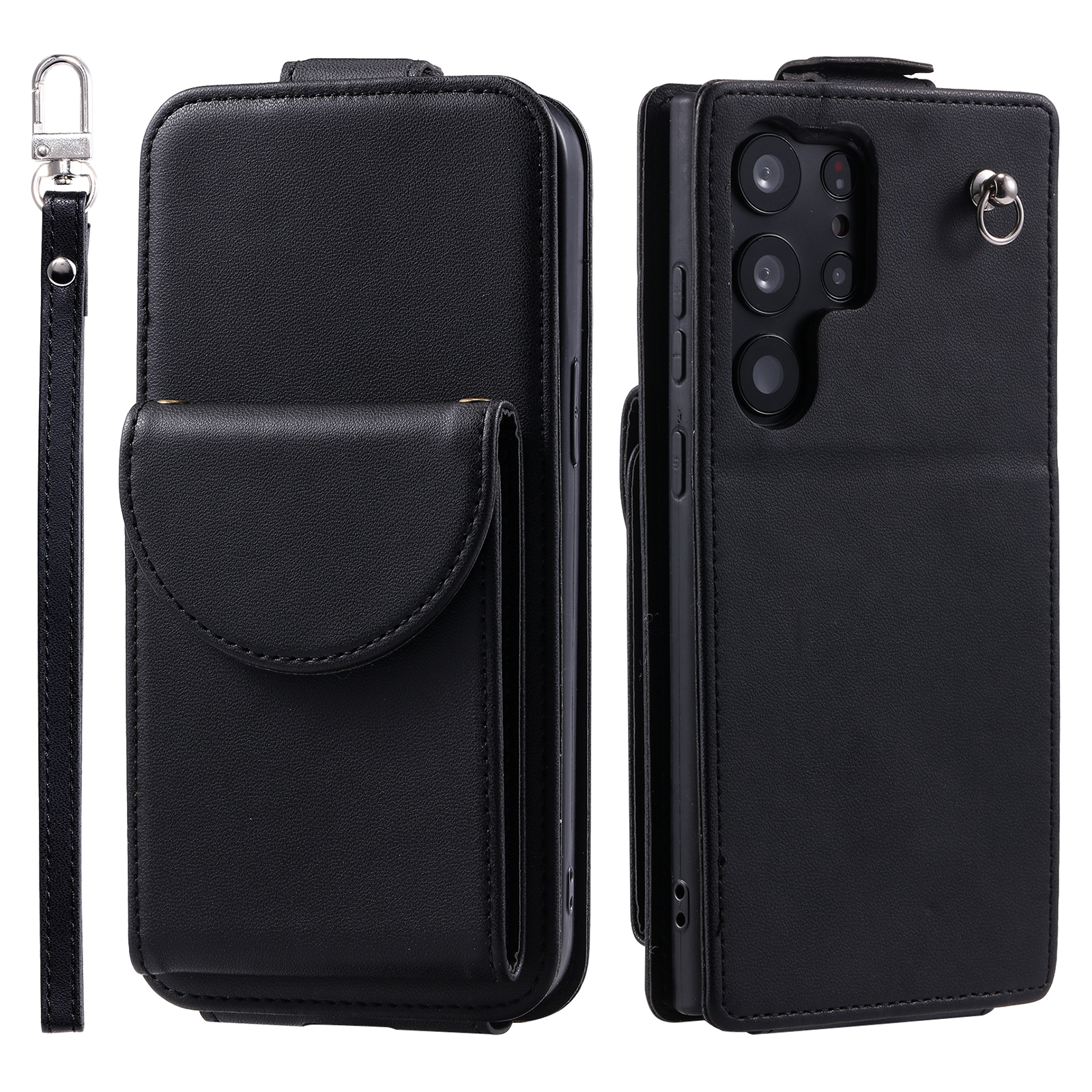

Für Samsung Galaxy S23 Ultra -hülle Leder+tpu -ständerabdeckung Vertikale Flip -telefonschale - Schwarz, Galaxy S23 Ultra