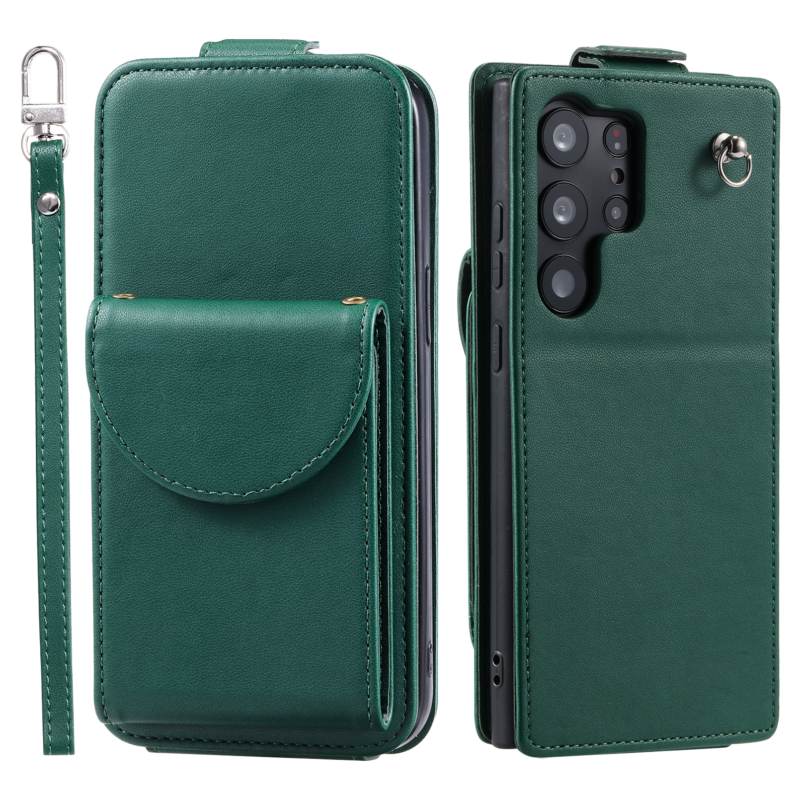 

Für Samsung Galaxy S23 Ultra -hülle Leder+tpu -ständerabdeckung Vertikale Flip -telefonschale - Grün, Galaxy S23 Ultra