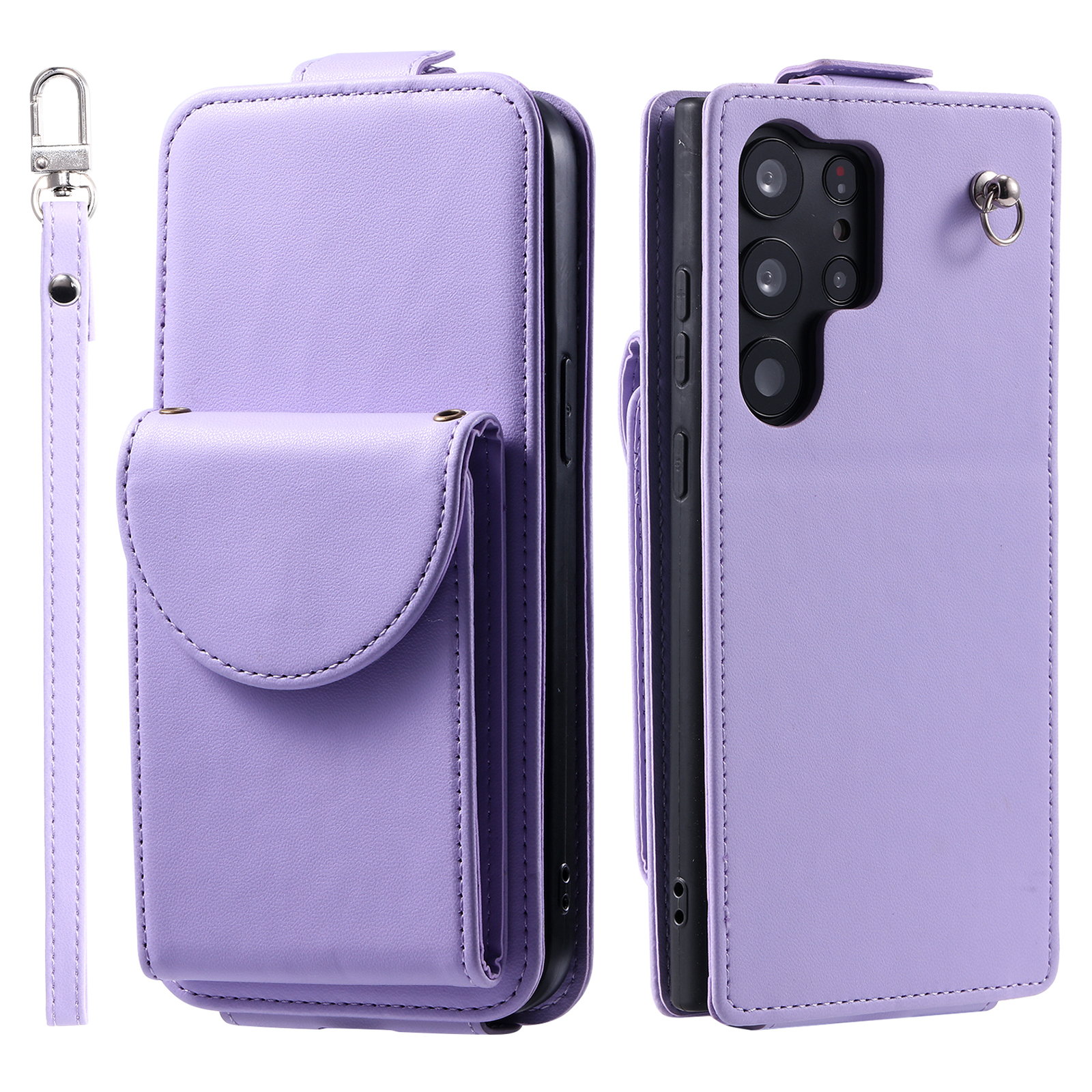 

Für Samsung Galaxy S23 Ultra -hülle Leder+tpu -ständerabdeckung Vertikale Flip -telefonschale - Lila, Galaxy S23 Ultra