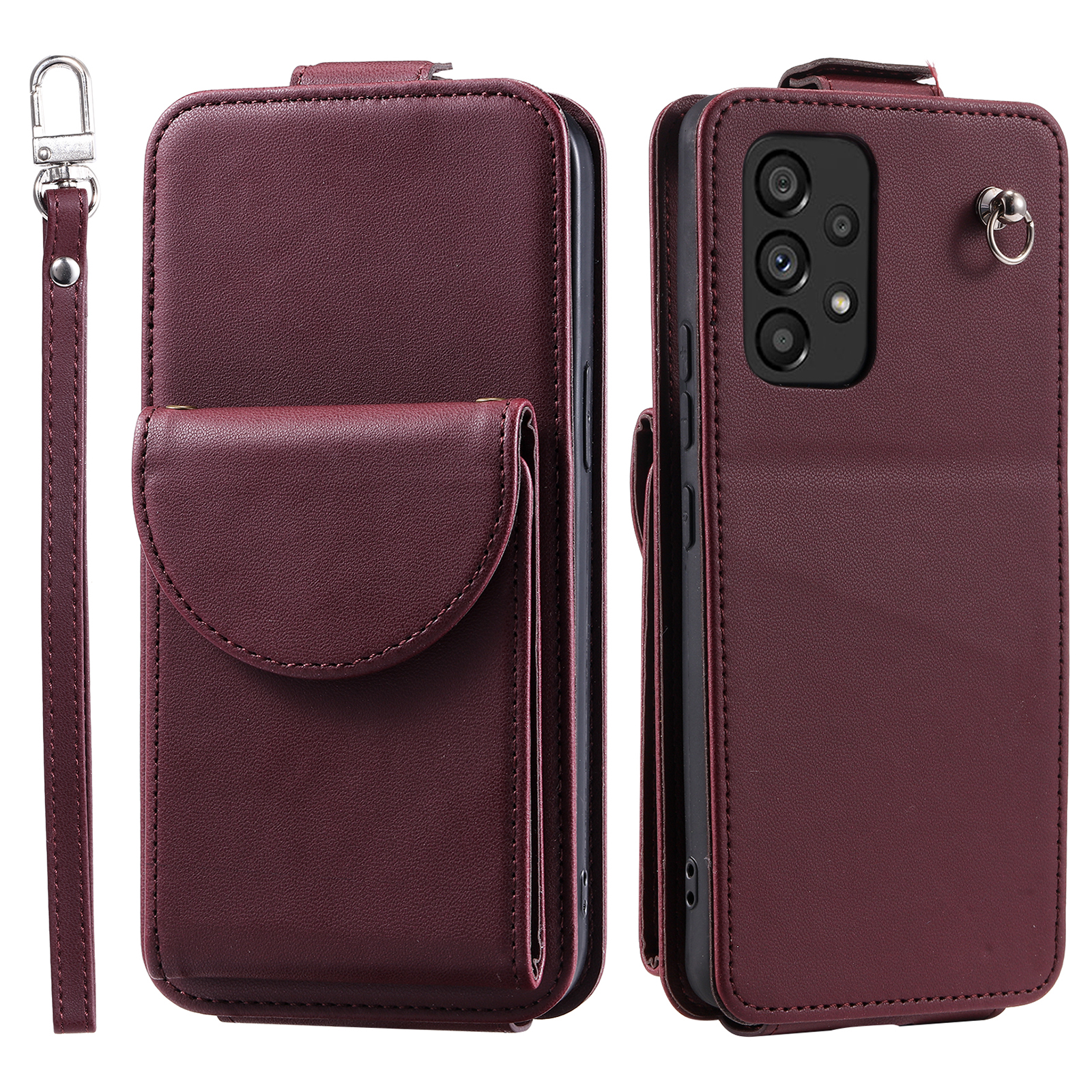 

Für Samsung Galaxy A33 5G Hülle Schockdicht Vertikaler Flip -ständer -abdeckungsleder+tpu -schale - Weinrot, Samsung Galaxy A33 5G