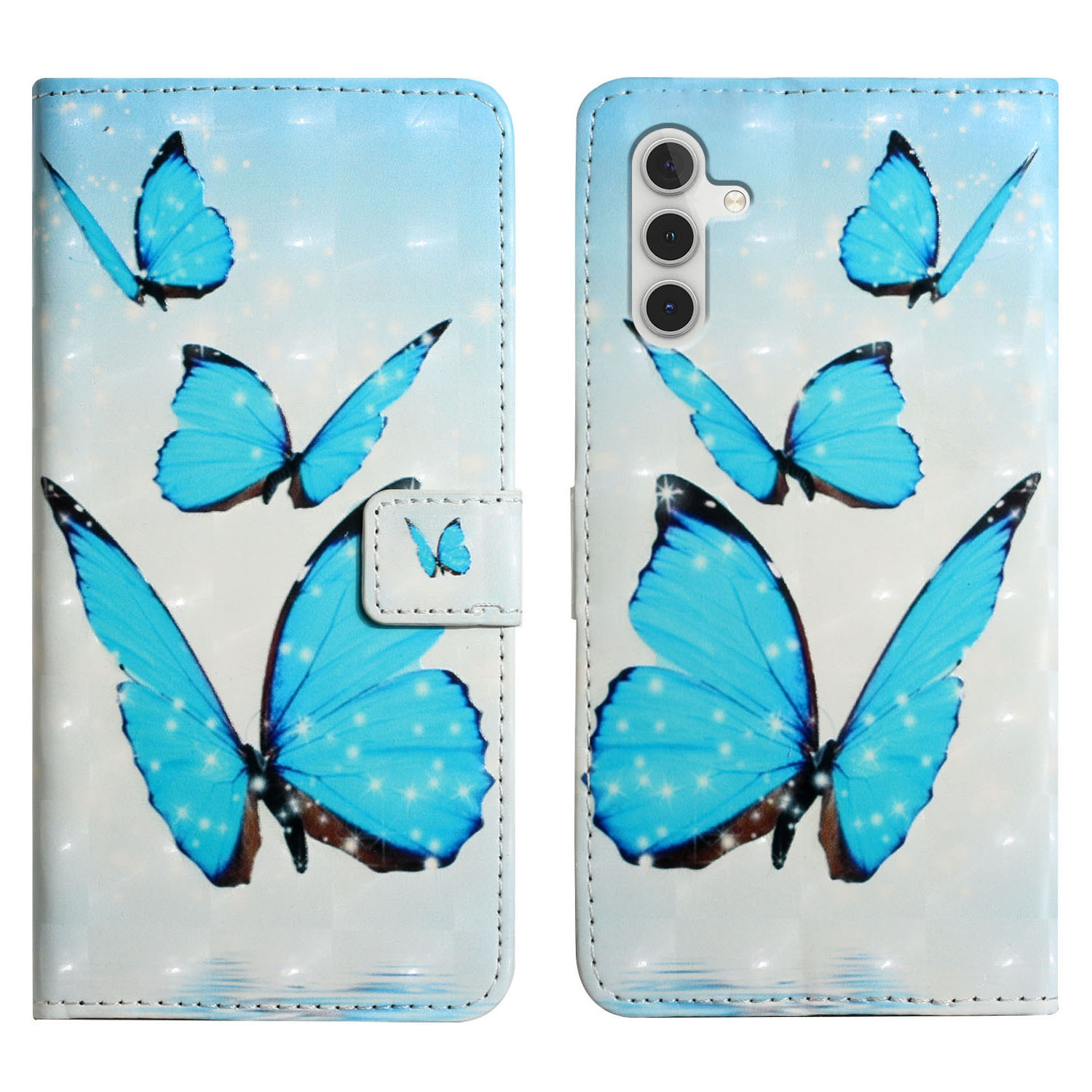 

Für Samsung Galaxy A05s 4G Hülle 3D -muster Druckleder -brieftasche Telefonabdeckung - Drei Schmetterlinge, Samsung Galaxy A05s 4G