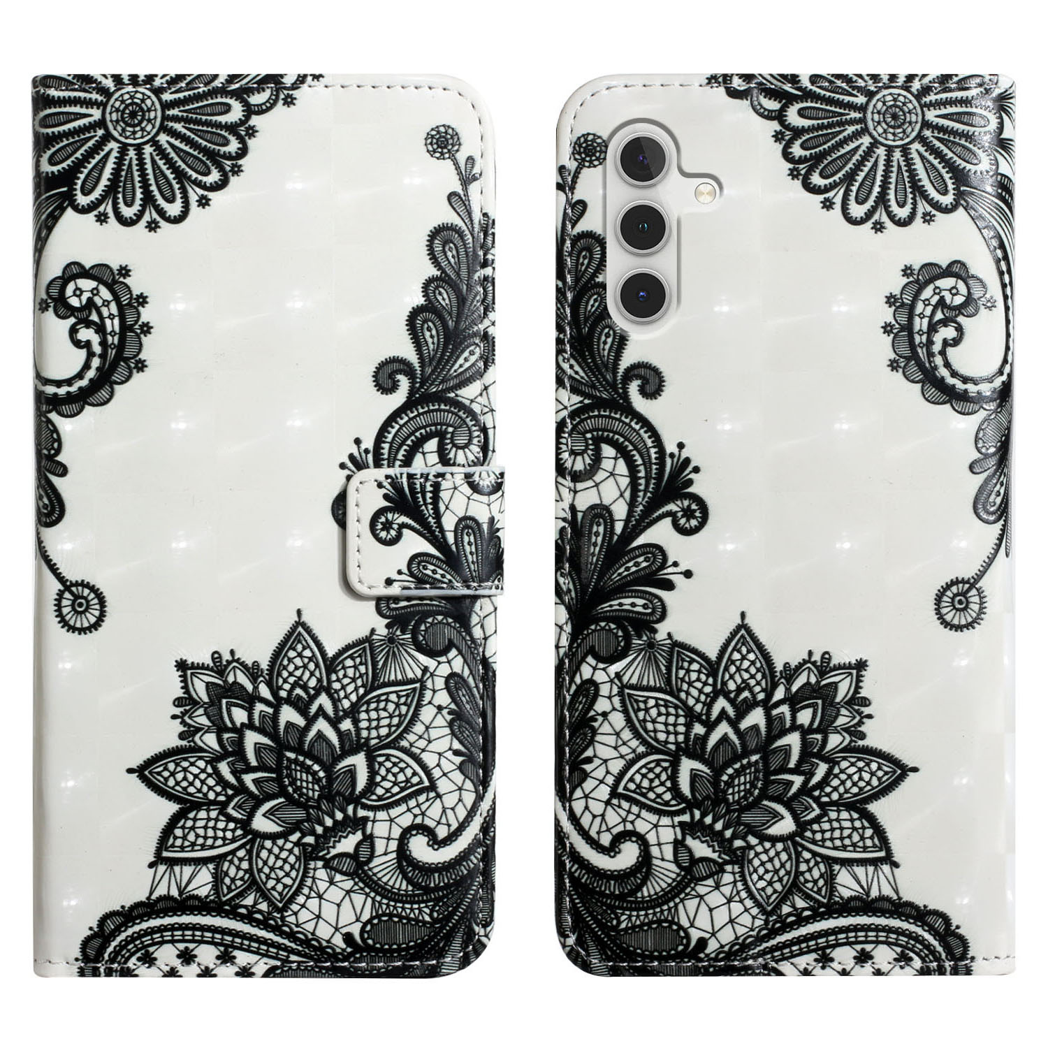 

Für Samsung Galaxy A05s 4G Hülle 3D -muster Druckleder -brieftasche Telefonabdeckung - Spitzenblume, Samsung Galaxy A05s 4G