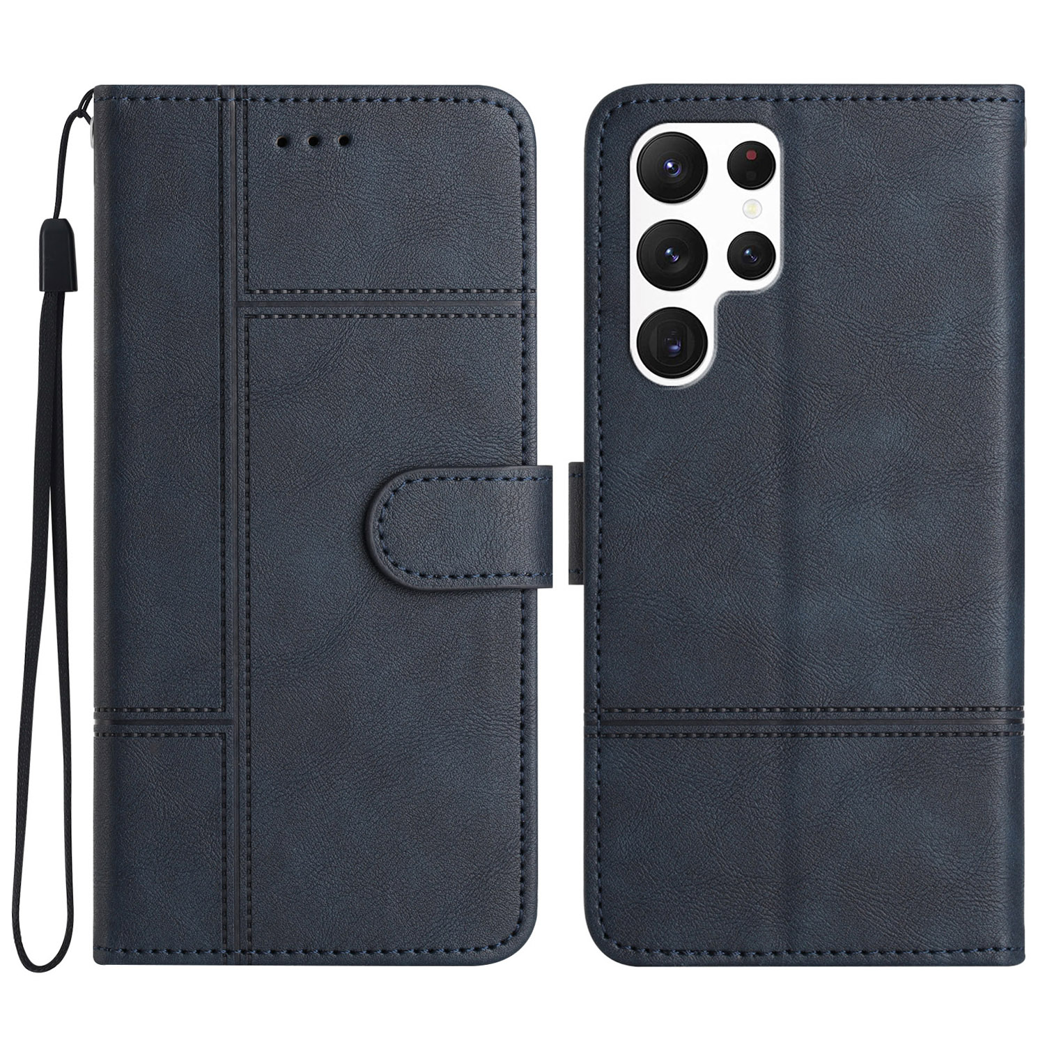 

Für Samsung Galaxy S24 Ultra -hülle -linie Eingeprägte Kaufverwerembieter -pu -lederabdeckung - Blau, Galaxy S24 Ultra