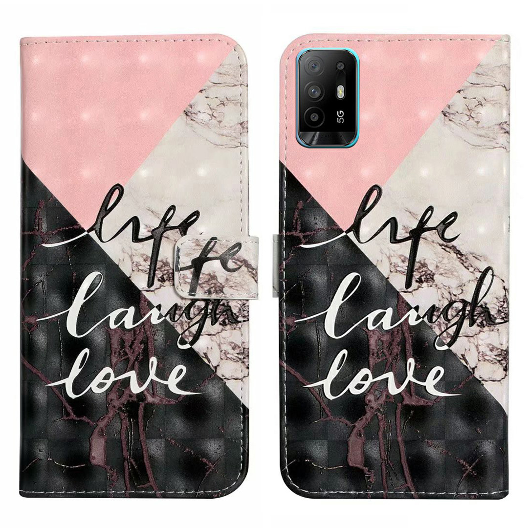 

Für Oppo A94 5G Hülle 3D Muster PU Leder -schutzschutzabdeckung - Tri-color Marmor, Oppo A94 5G