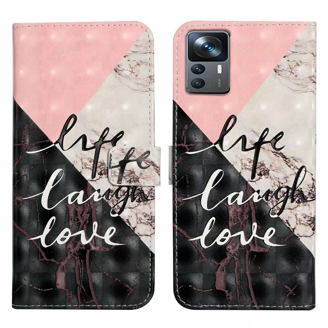 

Für Xiaomi 12T 5G / 12t Pro 5g / Redmi K50 Ultra Case 3D Muster PU Leder Flip Telefonabdeckung - Tri-color Marmor, Xiaomi 12T 5G