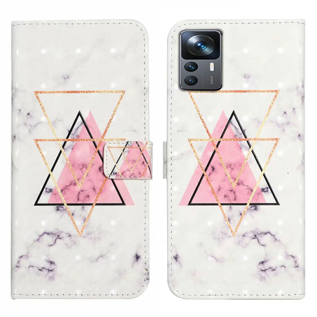 

Für Xiaomi 12T 5G / 12t Pro 5g / Redmi K50 Ultra Case 3D Muster PU Leder Flip Telefonabdeckung - Dreieck Marmor, Xiaomi 12T 5G