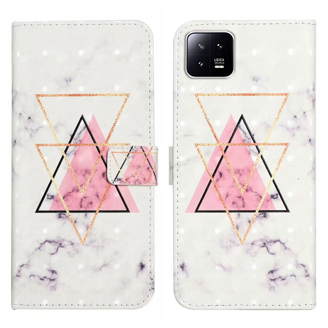 

Für Xiaomi 13 Pro 5g Hülle Flip Wallet 3D Muster Druck PU Leder Telefonabdeckung - Dreieck Marmor, Xiaomi 13 Pro 5G