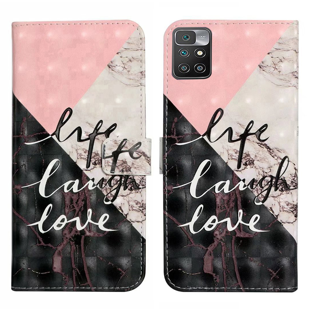 

Für Xiaomi Redmi 10 4G (2021) / Redmi 10 2022 4g / 10 Prime / Anmerkung 11 4G (MediaTek) Fall 3D Muster PU Lederstand Cover - Tri-color Marmor, Xiaomi Redmi 10 4G (2021)