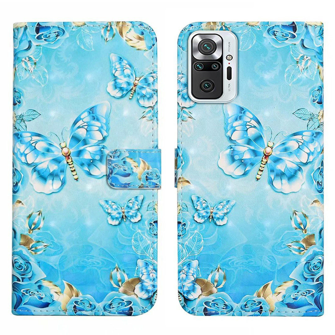 

Für Xiaomi Redmi Note 10 Pro 4g (global) / Hinweis 10 Pro Max 4G -koffer -muster Druckbrieftasche Telefonabdeckung - Blauer Schmetterling, Xiaomi Redmi Note 10 Pro 4G (Global)