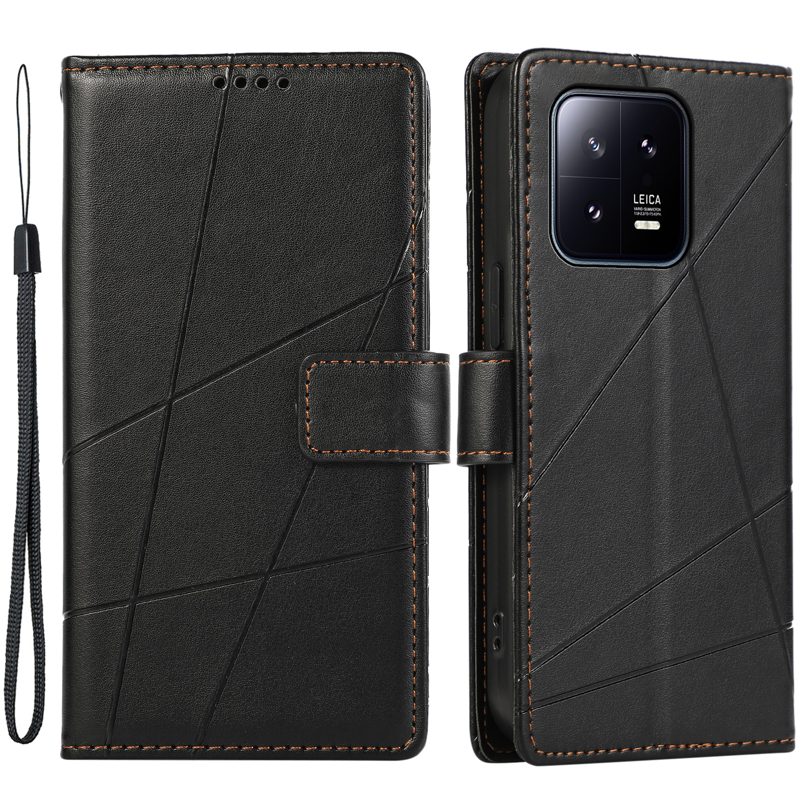 

DF-06 Für Xiaomi 13 Koffer Anti-drogen-pu-leder-brieftaschen-telefonabdeckung Eingeprägter Kartensteckplatz - Schwarz, Xiaomi 13
