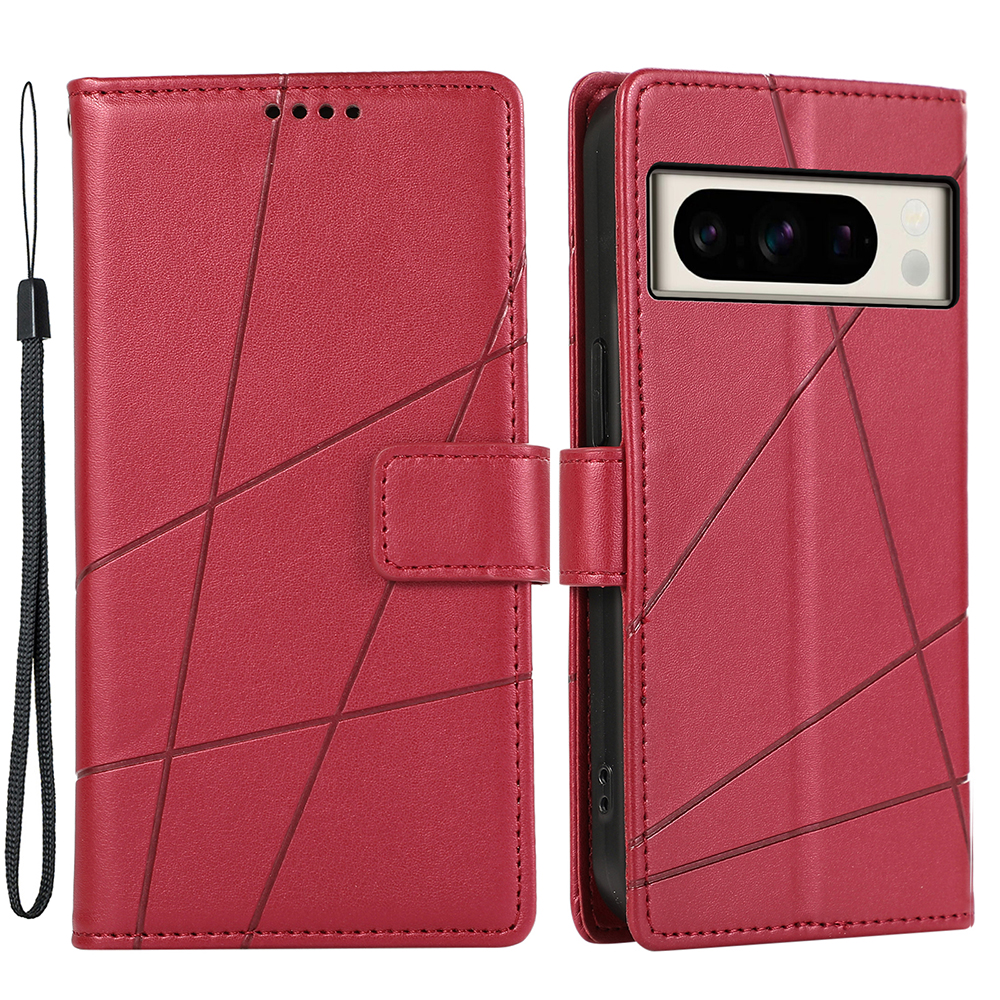 

DF-06 Für Google Pixel 8 Pro-hülle Geprägtes Brieftaschen-telefon Cover PU Leather Card Slot - Rot, Google Pixel 8 Pro
