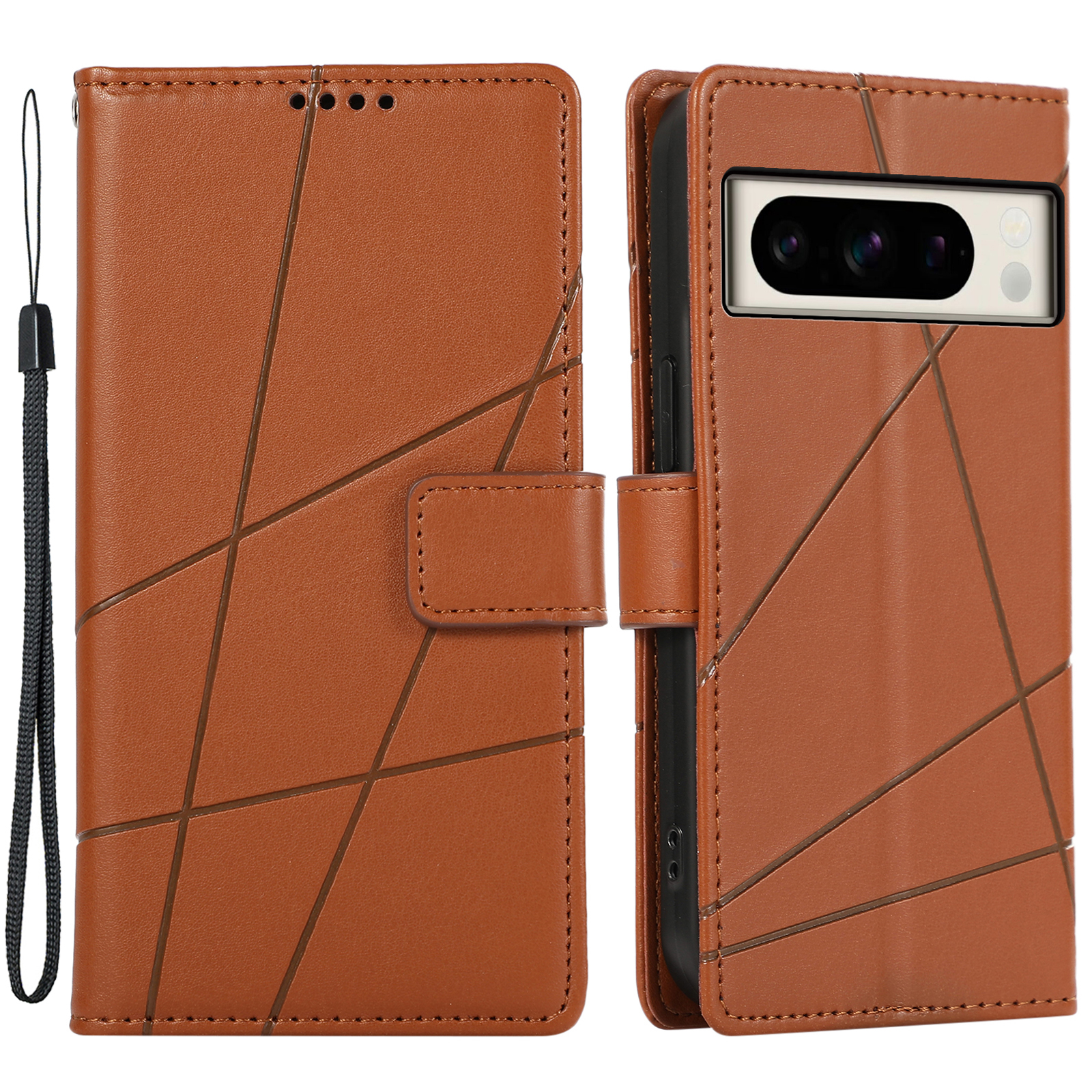 

DF-06 Für Google Pixel 8 Pro-hülle Geprägtes Brieftaschen-telefon Cover PU Leather Card Slot - Braun, Google Pixel 8 Pro