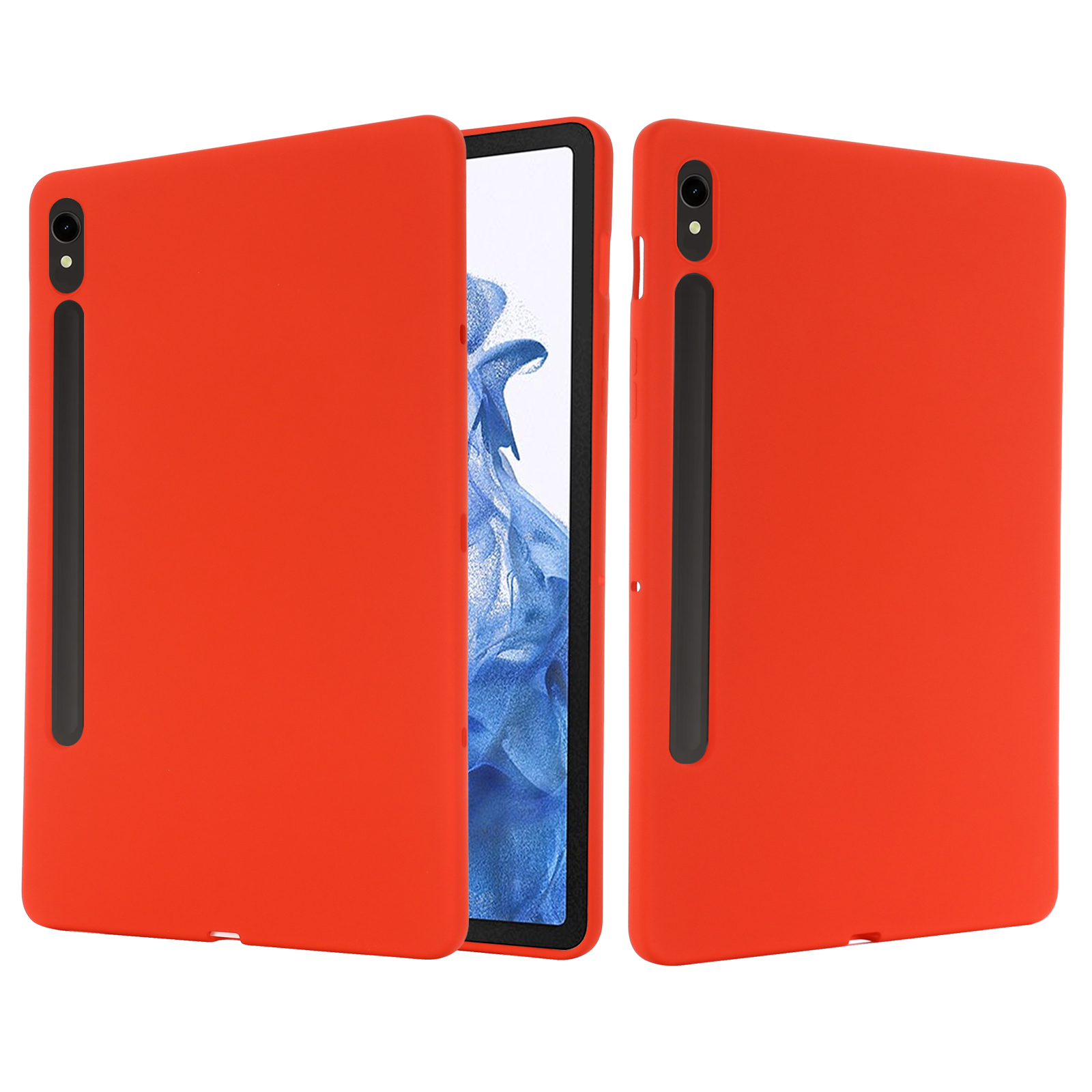 

Für Samsung Galaxy Tab S9 / Tab S9 fe Case Mikrofaserauskleidung Flüssiger Silikonabdeckung - Rot, Galaxy Tab S9 FE