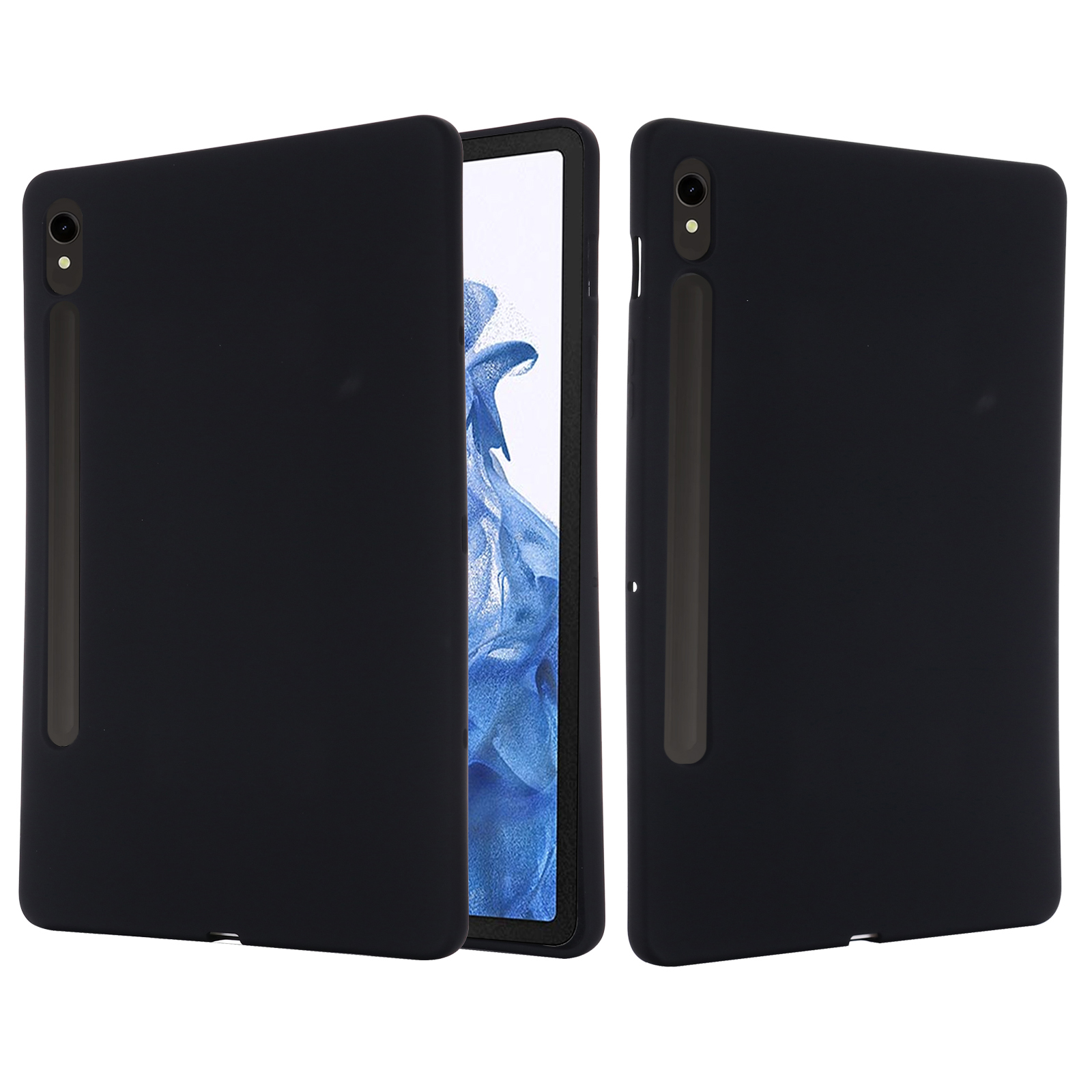 

Für Samsung Galaxy Tab S9 / Tab S9 fe Case Mikrofaserauskleidung Flüssiger Silikonabdeckung - Schwarz, Galaxy Tab S9 FE