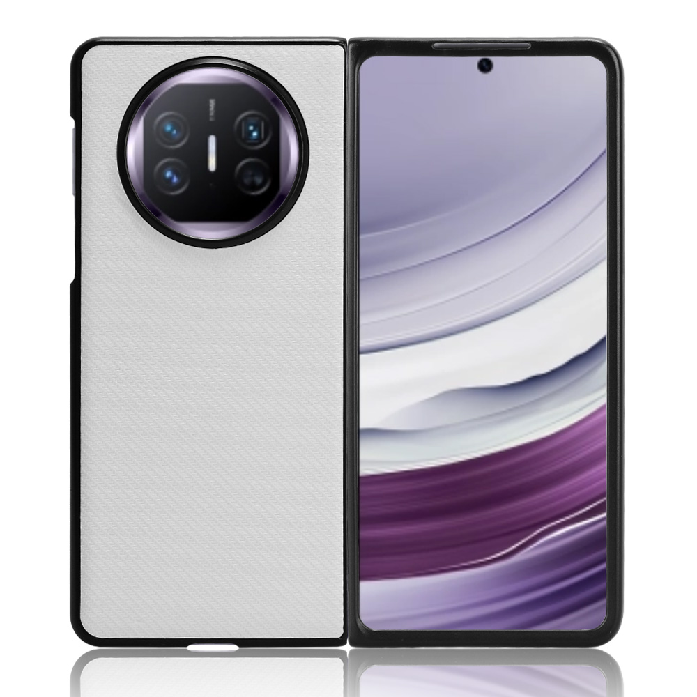 

Für Huawei Mate X5 Telefonhülle Carbonfaser Textur PU Leder+pc Rückenabdeckung - Weiß, Huawei Mate X5