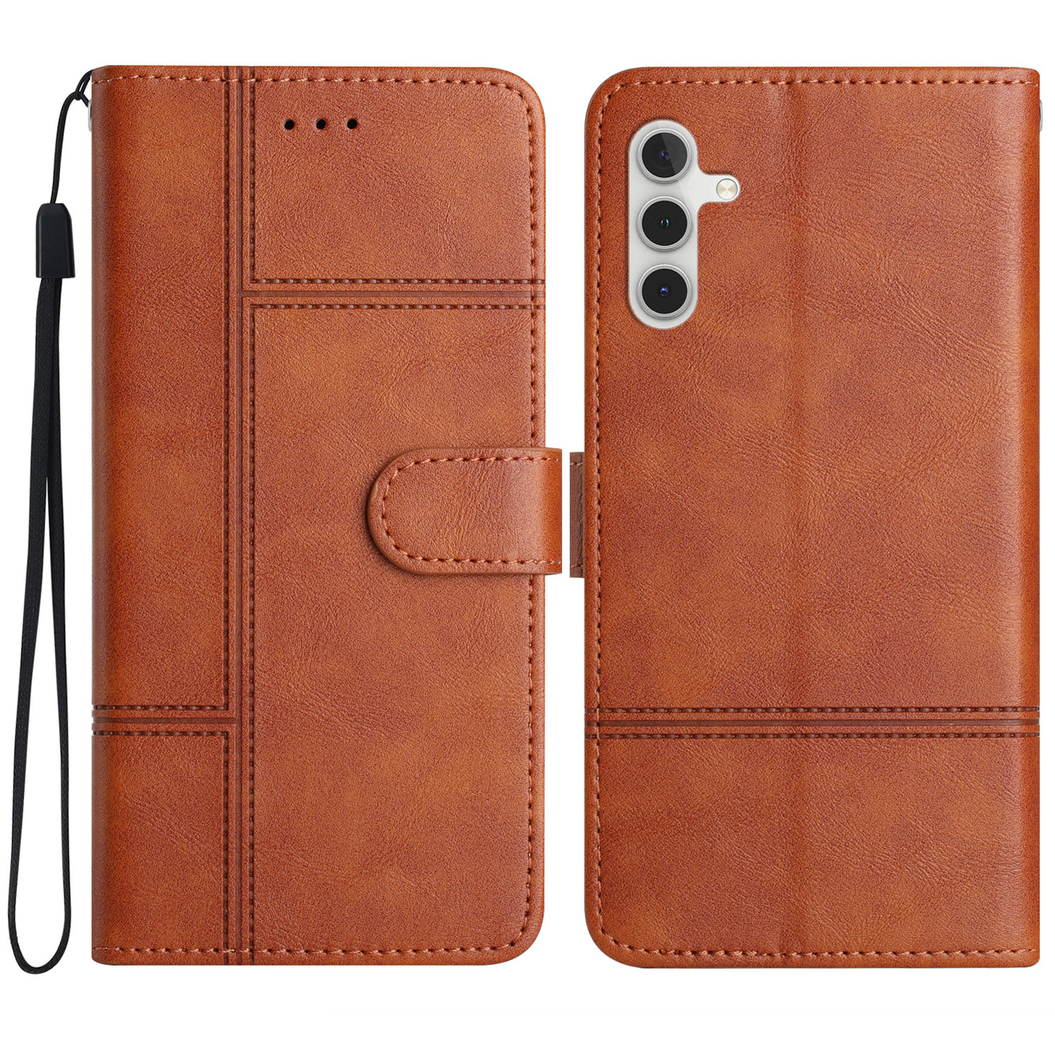 

Für Samsung Galaxy A15 4G Hülle Kuhlattenstruktur Brieftasche PU Lederständer Telefonabdeckung - Braun, Galaxy A15 4G