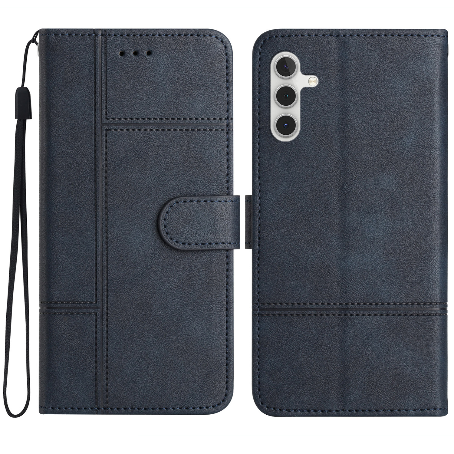 

Für Samsung Galaxy A15 4G Hülle Kuhlattenstruktur Brieftasche PU Lederständer Telefonabdeckung - Blau, Galaxy A15 4G