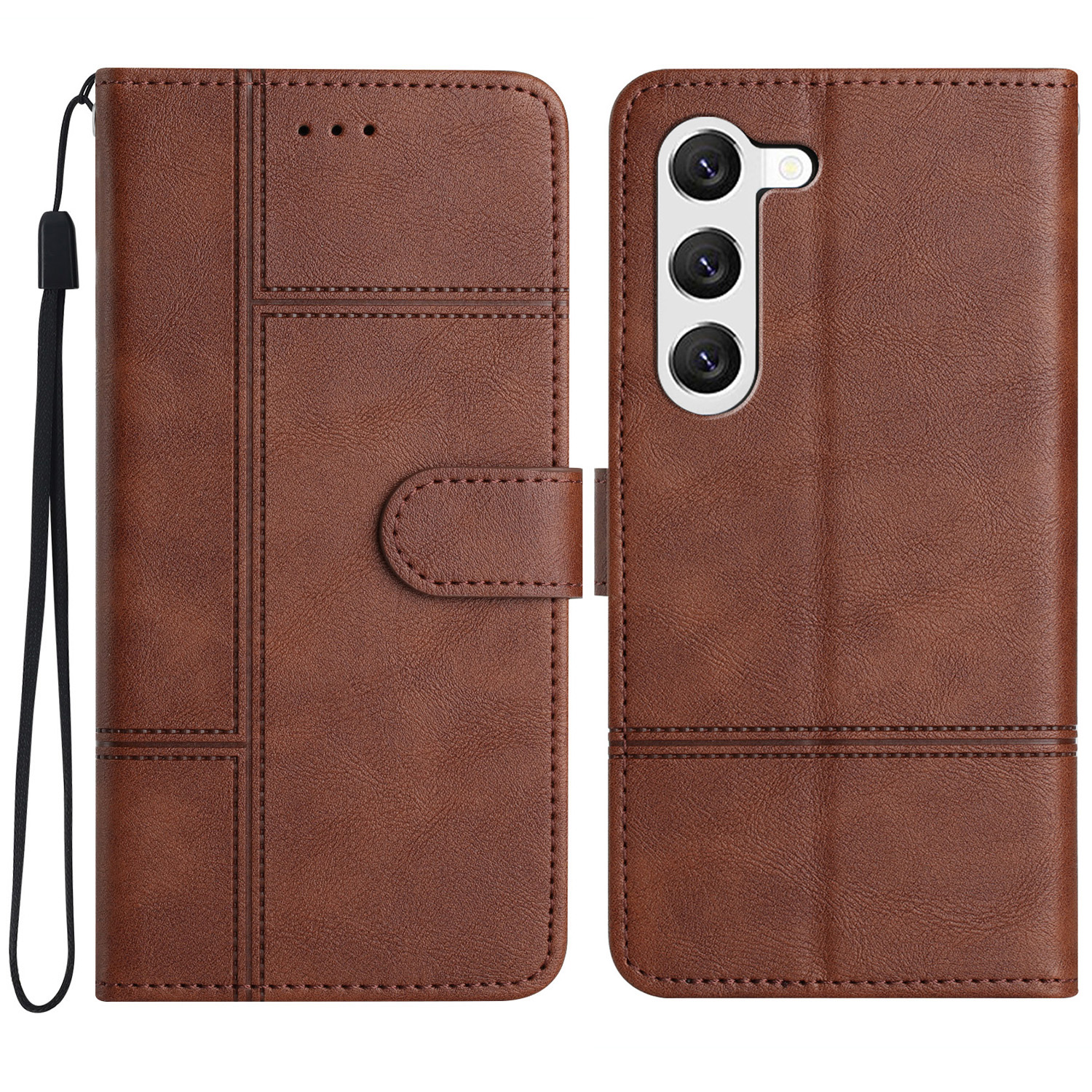 

Für Samsung Galaxy S24+ Leder -hülle Leitung Eingeprägter Flip Ständer Telefonbetriebsabdeckung - Kaffee, Galaxy S24+