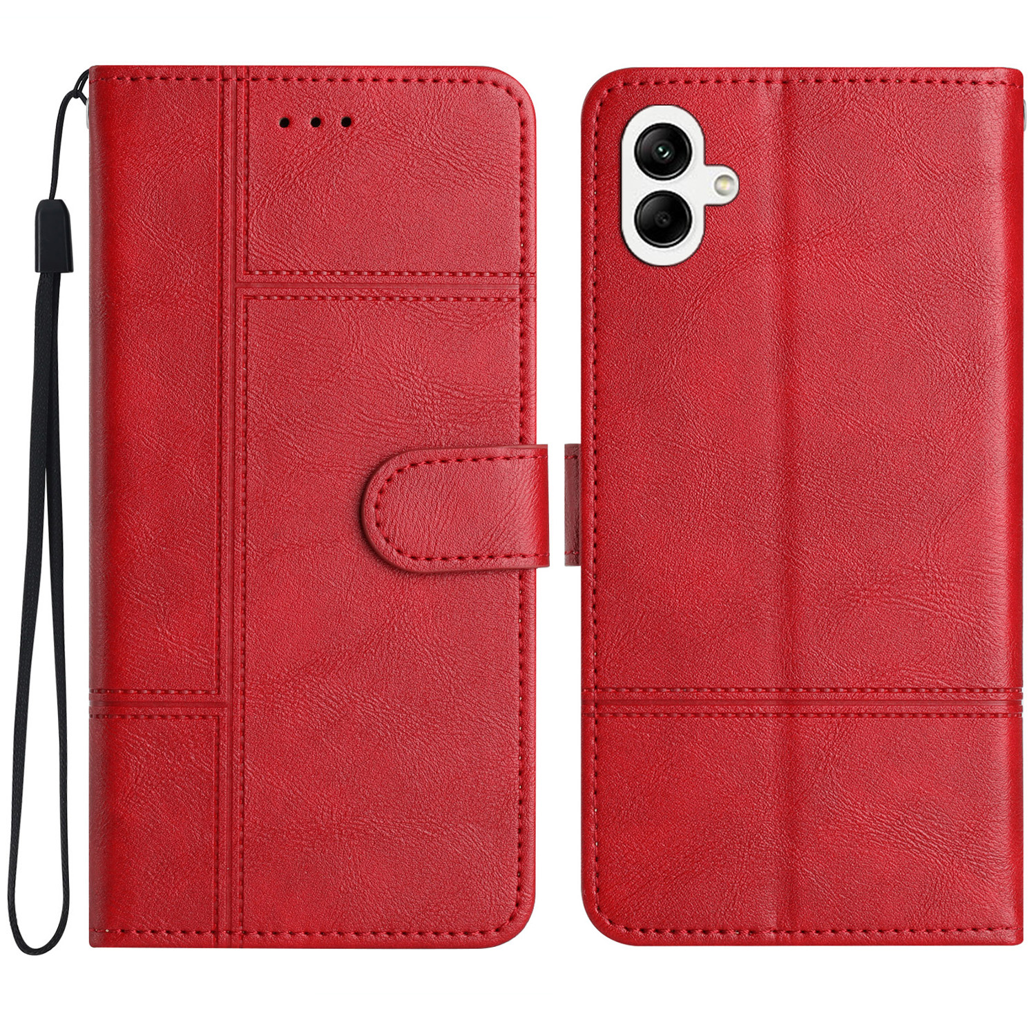 

Für Samsung Galaxy A05 4G Haste Line Imprinded Leder Wallet-anti-drogen-telefonabdeckung - Rot, Samsung Galaxy A05 4G
