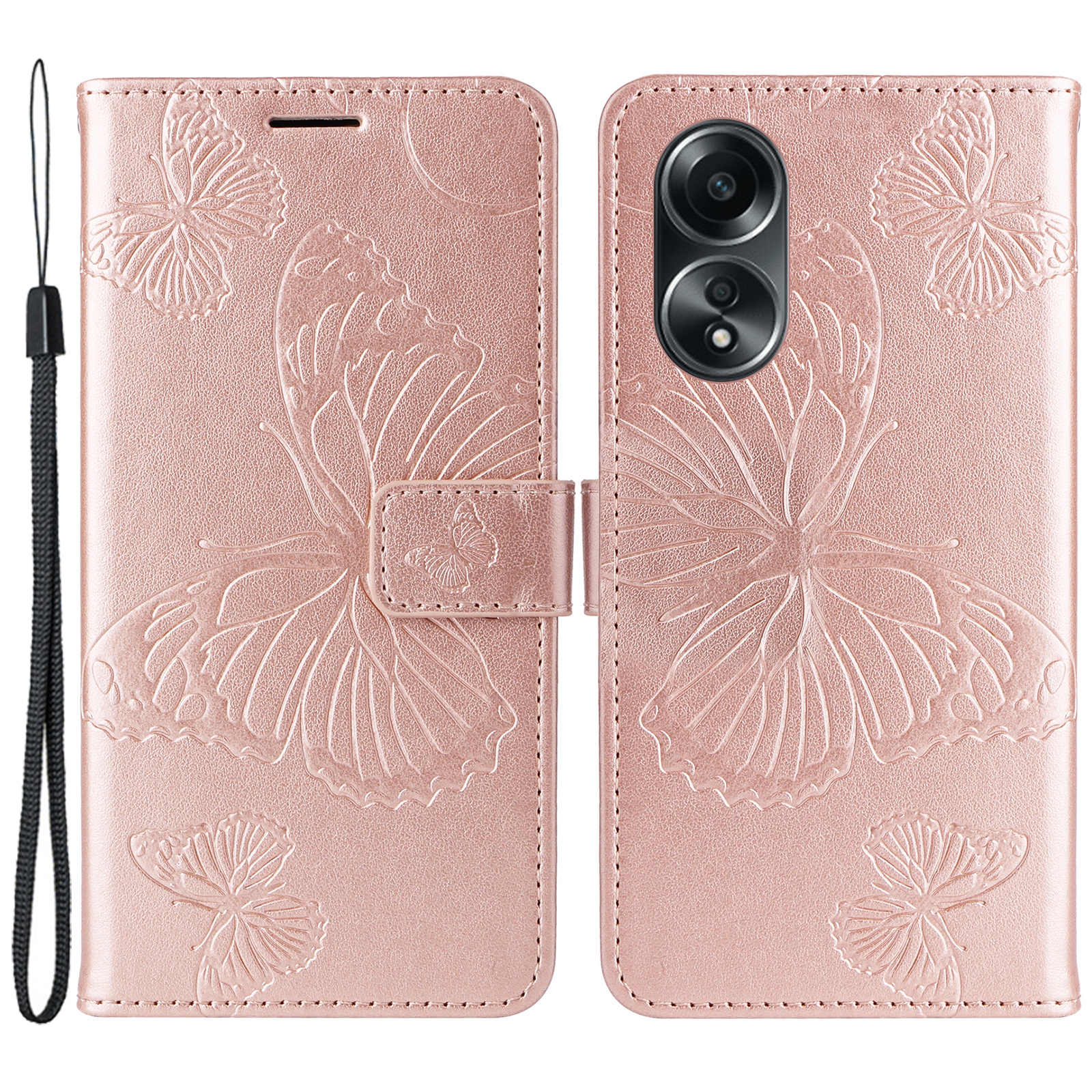 

Für OPPO A58 4G Kt-sprudelblumen-serie-2 PU Leder-telefonhülle Butterfly Impressum Wallet-ständer - Roségold, Oppo A58 4G