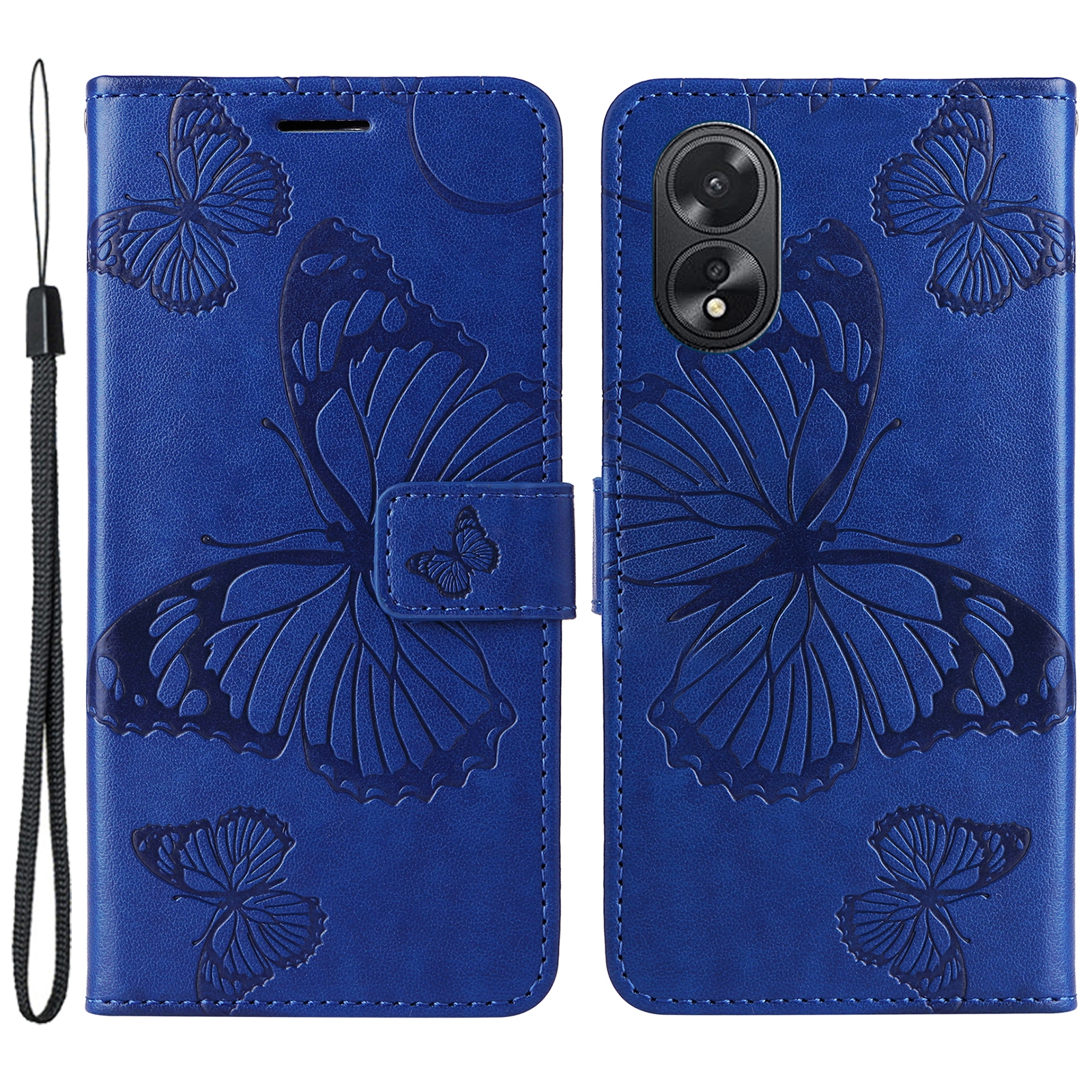 

KT Spruding Flower Series-2 Für Oppo A38 4G Cover PU Leather Gedruckte Telefonhülle - Blau, Oppo A38 4G