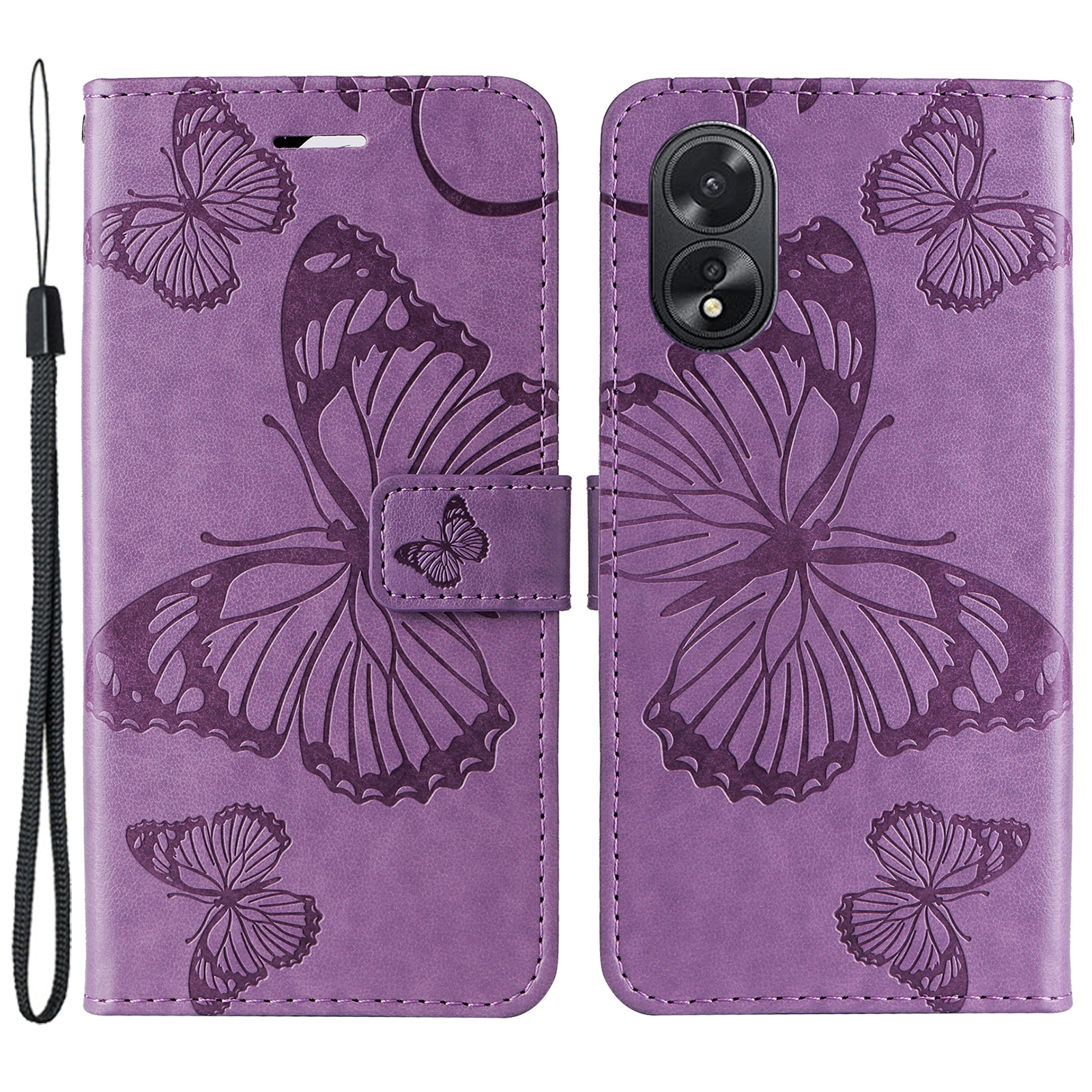 

KT Spruding Flower Series-2 Für Oppo A38 4G Cover PU Leather Gedruckte Telefonhülle - Lila, Oppo A38 4G