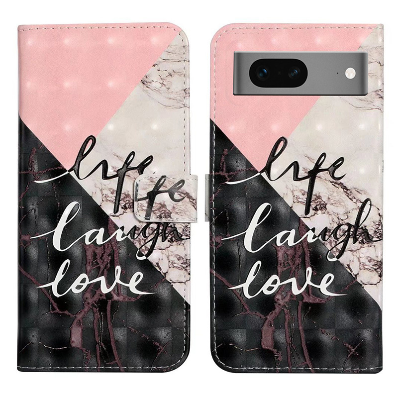 

Für Google Pixel 7 5G Hülle Flip Wallet 3D Muster PU Leder Telefonabdeckung - Tri-color Marmor, Google Pixel 7 5G