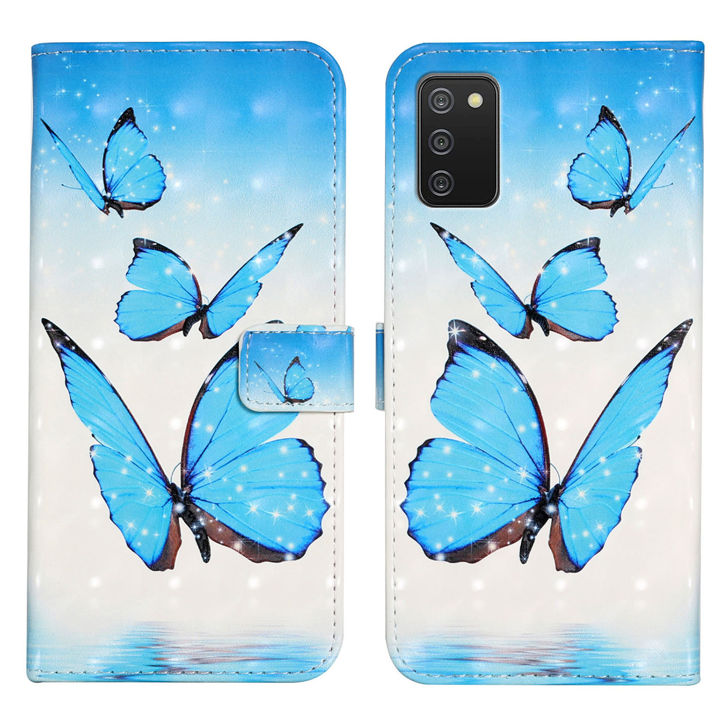

Für Samsung Galaxy A03s (164,2 x 75,9 x 9,1 Mm) Fall 3D -muster Gedrucktes PU -leder -telefonabdeckung - Drei Schmetterlinge, Samsung Galaxy A03s (164.2 x 75.9 x 9.1mm)