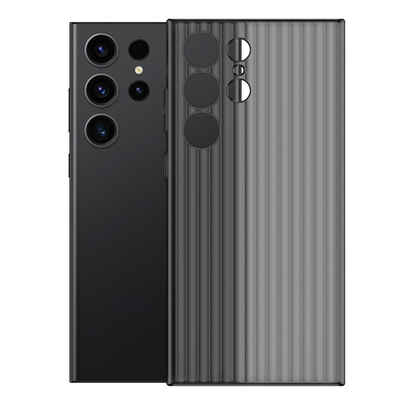 

Für Samsung Galaxy S23 Ultra Case Wellblech Textur Matte PC Skin-touch-telefonabdeckung - Transparent Schwarz, Galaxy S23 Ultra