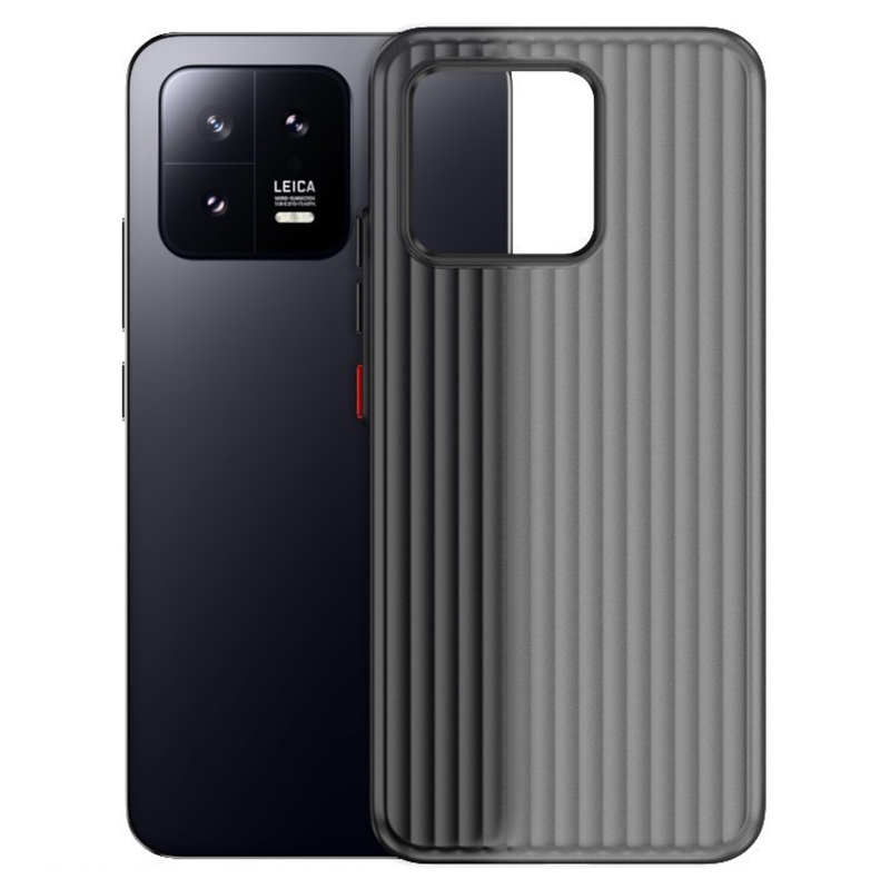 

Für Xiaomi 13 Pro 5G Case Wellblech Textur Hartes PC -telefonabdeckung - Matt Transparent Schwarz, Xiaomi 13 Pro 5G
