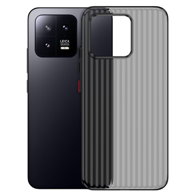 

Für Xiaomi 13 Case Welled Textur Drop Proof Hartes PC -telefonabdeckung - Transparent Schwarz, Xiaomi 13