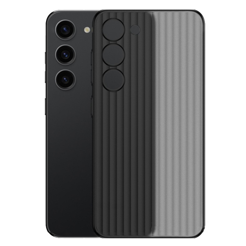 

Für Samsung Galaxy S23 Case Wellbleche Textur Anti-kratzer-hard-pc-telefonabdeckung - Transparent Schwarz, Galaxy S23