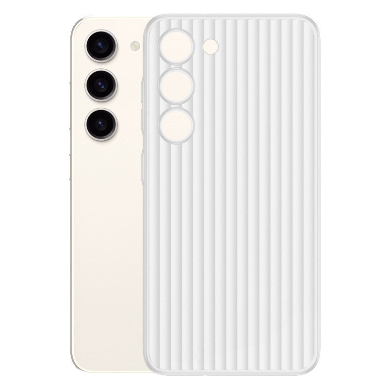 

Für Samsung Galaxy S23 Case Wellbleche Textur Anti-kratzer-hard-pc-telefonabdeckung - Weiß, Galaxy S23
