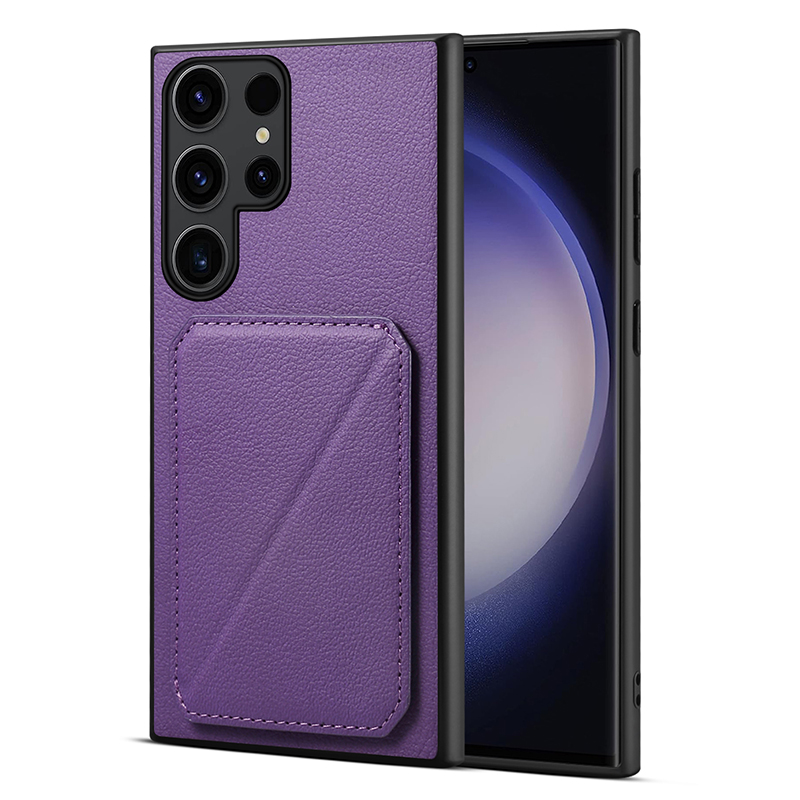 

Für Samsung Galaxy S23 Ultra Case Hidden Card Halter Leder+pc+tpu -telefonabdeckung Mit Kickstand - Lila, Galaxy S23 Ultra