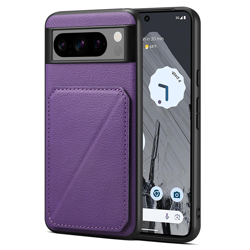 

Für Google Pixel 8 Pro Case Hidden Card Holder Kickstand Shell Leder+pc+tpu -telefonabdeckung - Lila, Google Pixel 8 Pro