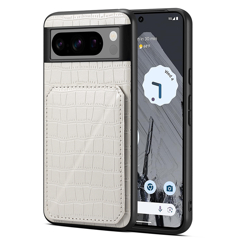

Für Google Pixel 8 Pro Case PU+PC+TPU Herbst -proof -telefonabdeckung Mit Verstecktem Kartenhalter - Weiß, Google Pixel 8 Pro