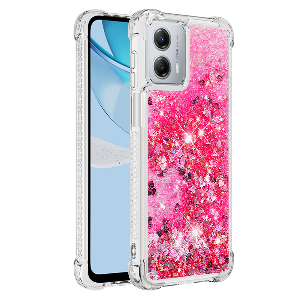 

YB Quicksand Series-1 Für Motorola Moto G 5G (2023) Fall TPU Farkly Glitter Phone Cover - Rosa / Herzen, Motorola Moto G 5G (2023)