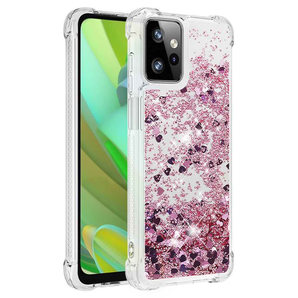 

YB Quicksand Series-1 Für Motorola Moto G Power 5G Hülle Bewegung Flüssiges Tpu-telefonabdeckung - Roségold / Herzen, Motorola Moto G Power 5G