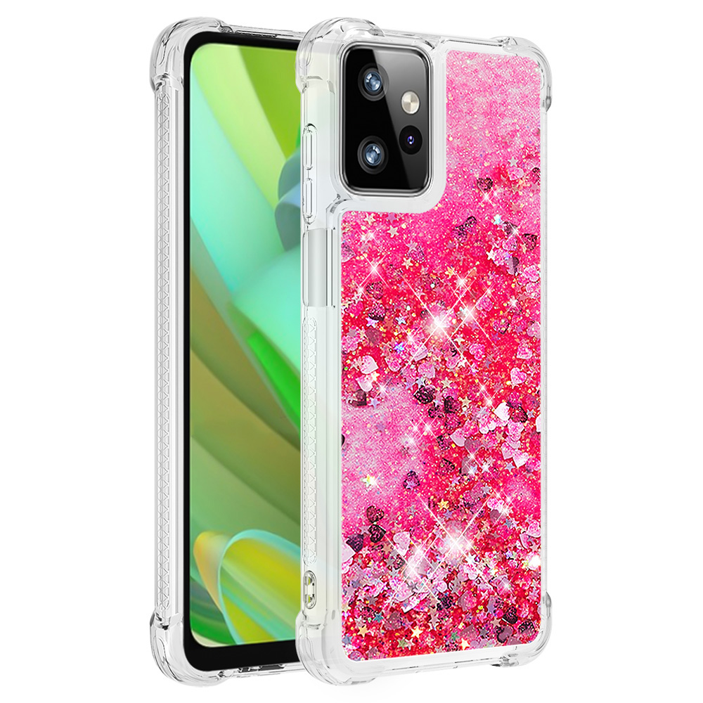 

YB Quicksand Series-1 Für Motorola Moto G Power 5G Hülle Bewegung Flüssiges Tpu-telefonabdeckung - Rosa / Herzen, Motorola Moto G Power 5G