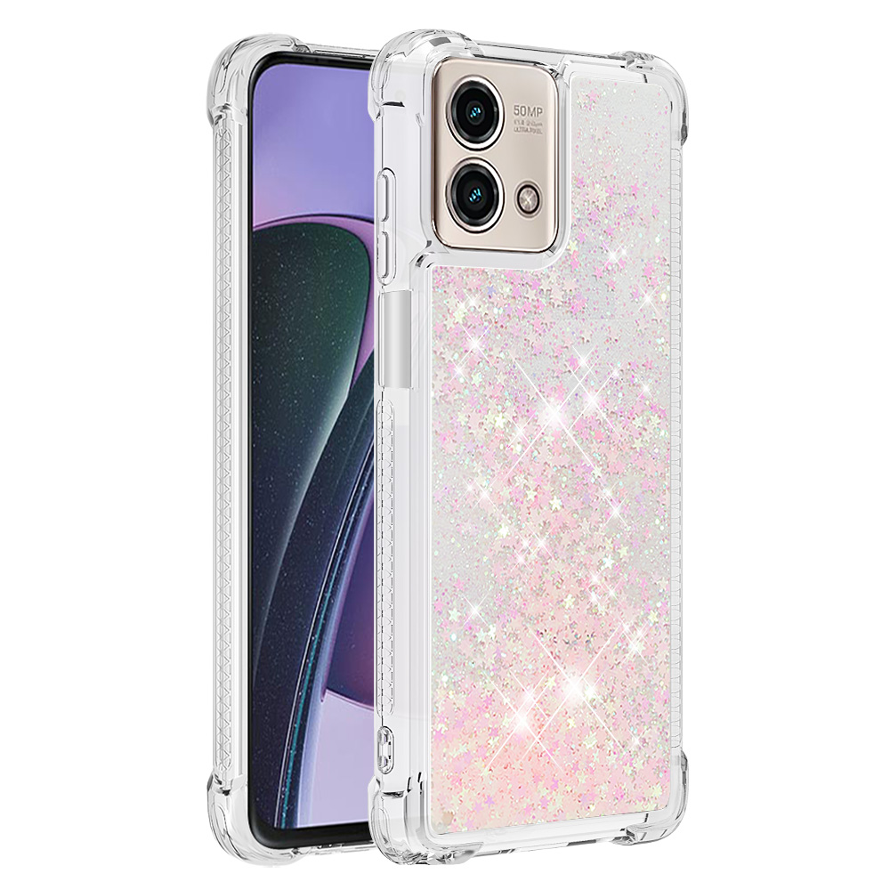 

YB Quicksand Series-1 Für Motorola Moto G Stylus 5G (2023) Fall Glitzer Flüssigkeit TPU Telefonabdeckung - Rosa / Pentagramme, Motorola Moto G Stylus 5G (2023)