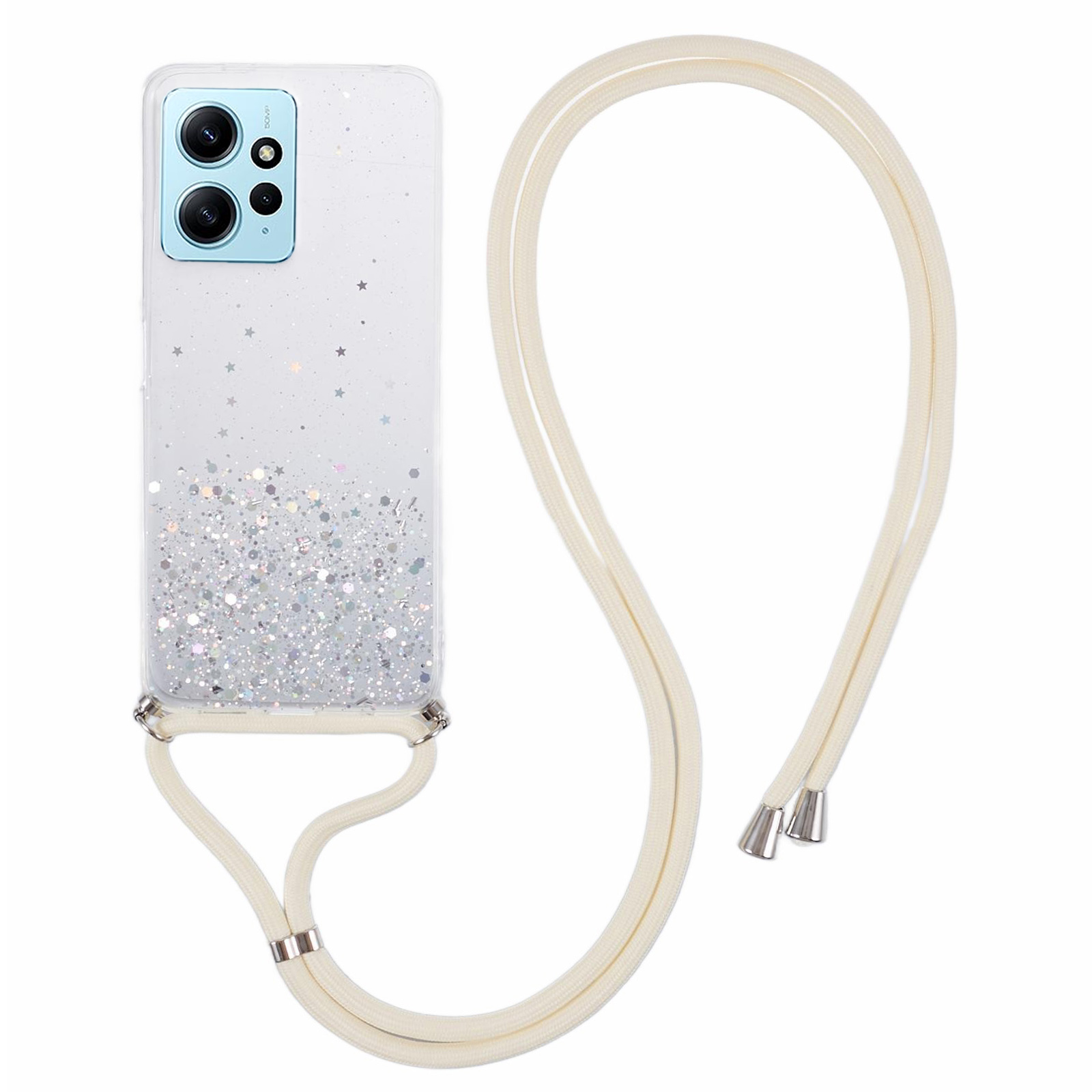 

AW Series Protective TPU -fall Für Xiaomi Redmi Note 12 4G Hülle Sparkle Epoxy Slim Telefonabdeckung Mit Lanyard - Weiß, Xiaomi Redmi Note 12 4G