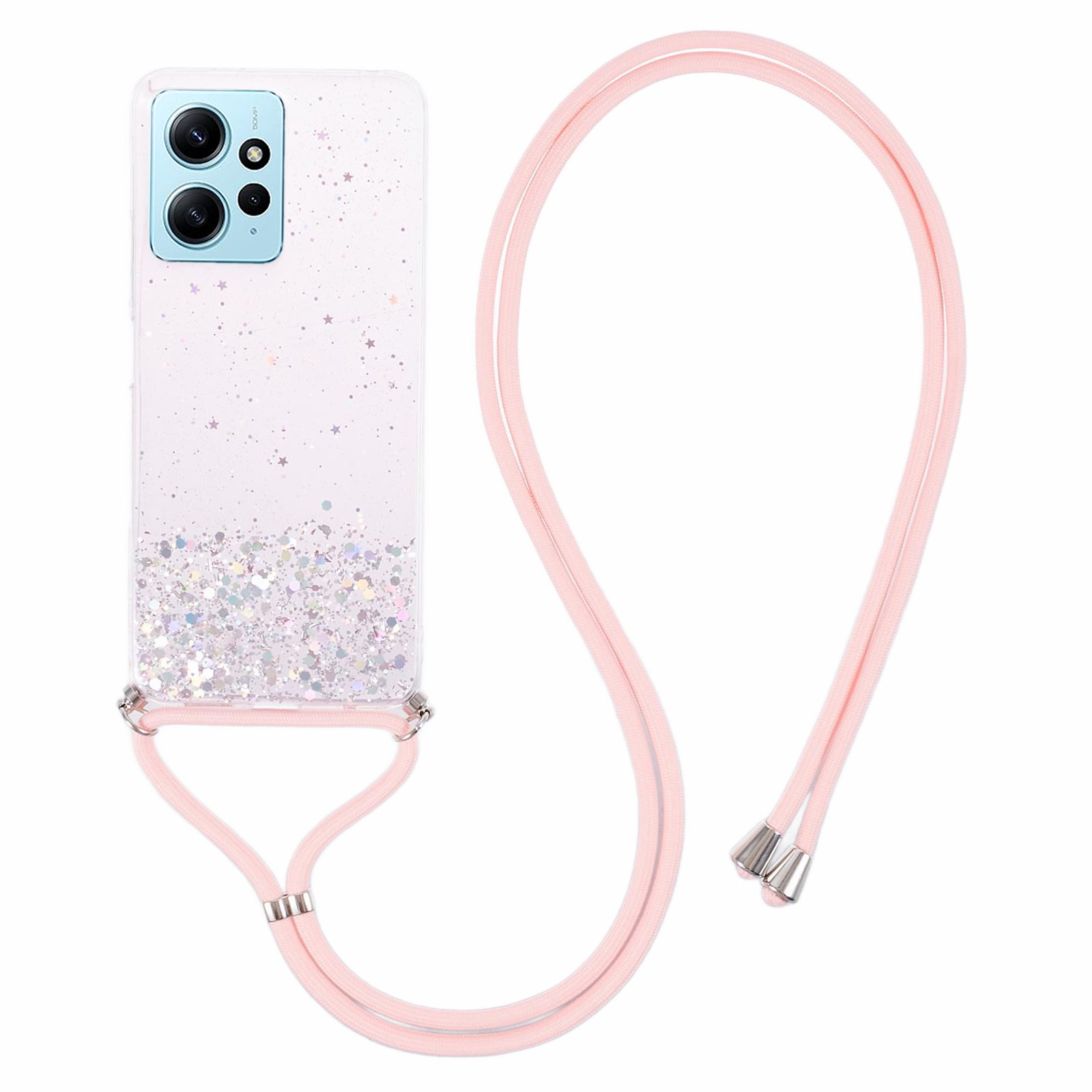 

AW Series Protective TPU -fall Für Xiaomi Redmi Note 12 4G Hülle Sparkle Epoxy Slim Telefonabdeckung Mit Lanyard - Rosa, Xiaomi Redmi Note 12 4G