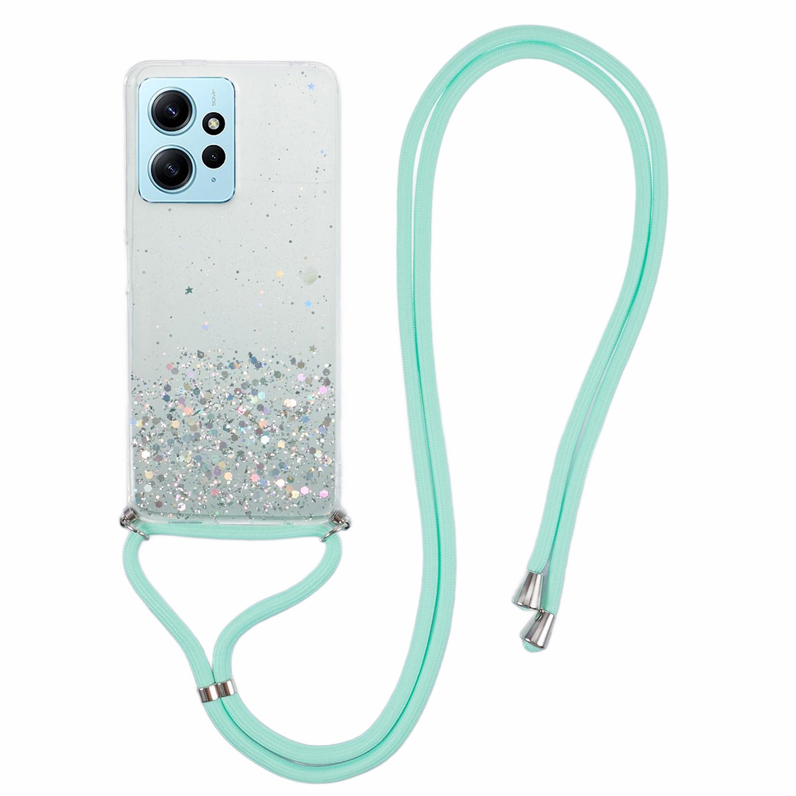 

AW Series Protective TPU -fall Für Xiaomi Redmi Note 12 4G Hülle Sparkle Epoxy Slim Telefonabdeckung Mit Lanyard - Grün, Xiaomi Redmi Note 12 4G