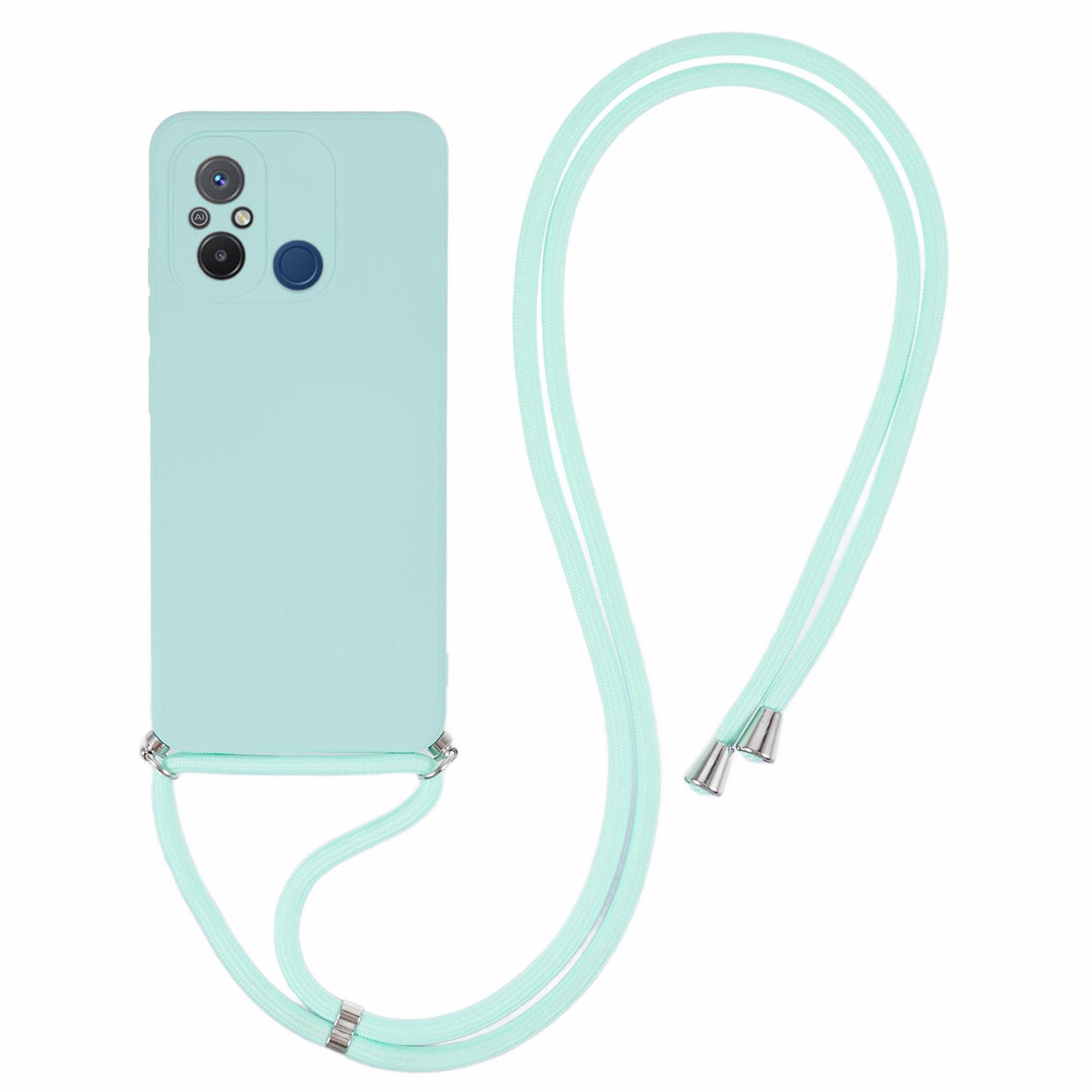 

Für Xiaomi Redmi 12C 4G Hülle Weiche Mikrofaserfutter TPU -telefonabdeckung Mit Lanyard - Baby Blau, Xiaomi Redmi 12C 4G