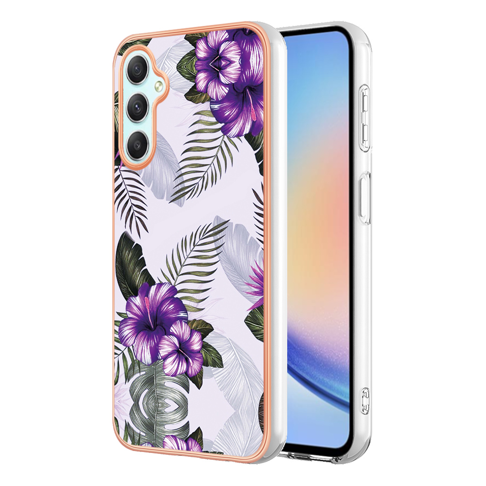 

YB Imd-serie-1 Für Samsung Galaxy A25 5G Gehäuse-elektroplattenmuster Tpu-telefonabdeckung - Lila Blume, Galaxy A25 5G